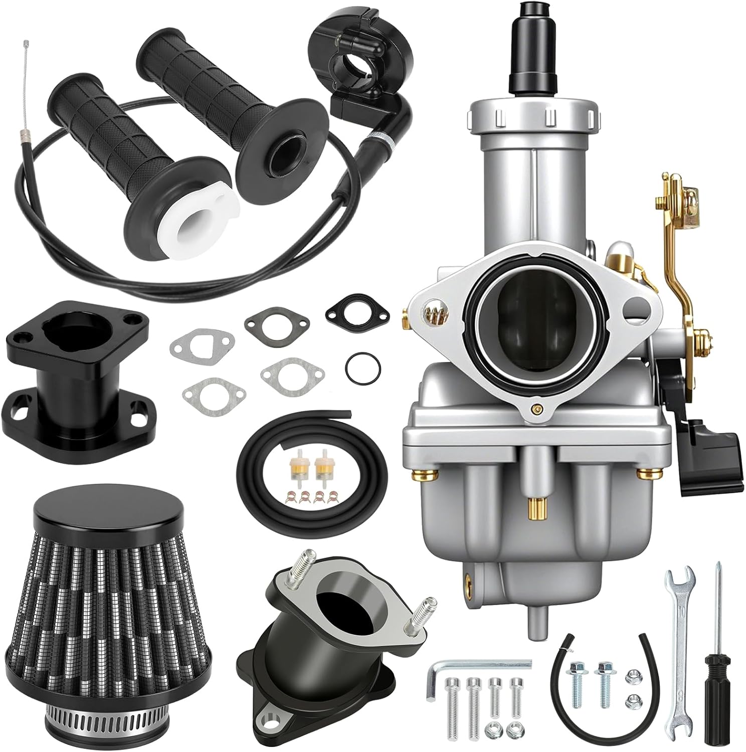 PZ27 Carburetor Kit Throttle Cable Assembly Compatible with Predator 212 196cc Coleman KT196 CT200U TaoTao Coolster CG 125cc 150cc 250cc Engine XR100 ATV Dirt Pit Bike Mini Bike Go Kart Parts