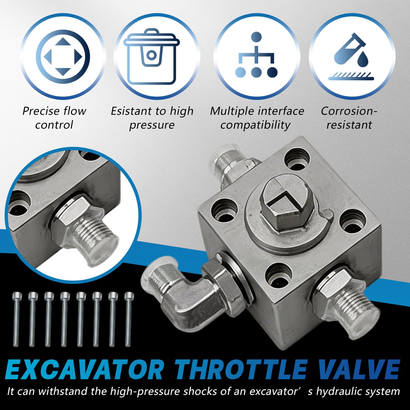 Vanne D'accélérateur, 2 Pièces de Vanne de Dérivation 3 Voies pour Mini Pelle Hydraulique Vannes D'étranglement pour Petite Excavatrice Pièces Détachées pour Distributeur D'accélérateur de Mini-Pelles