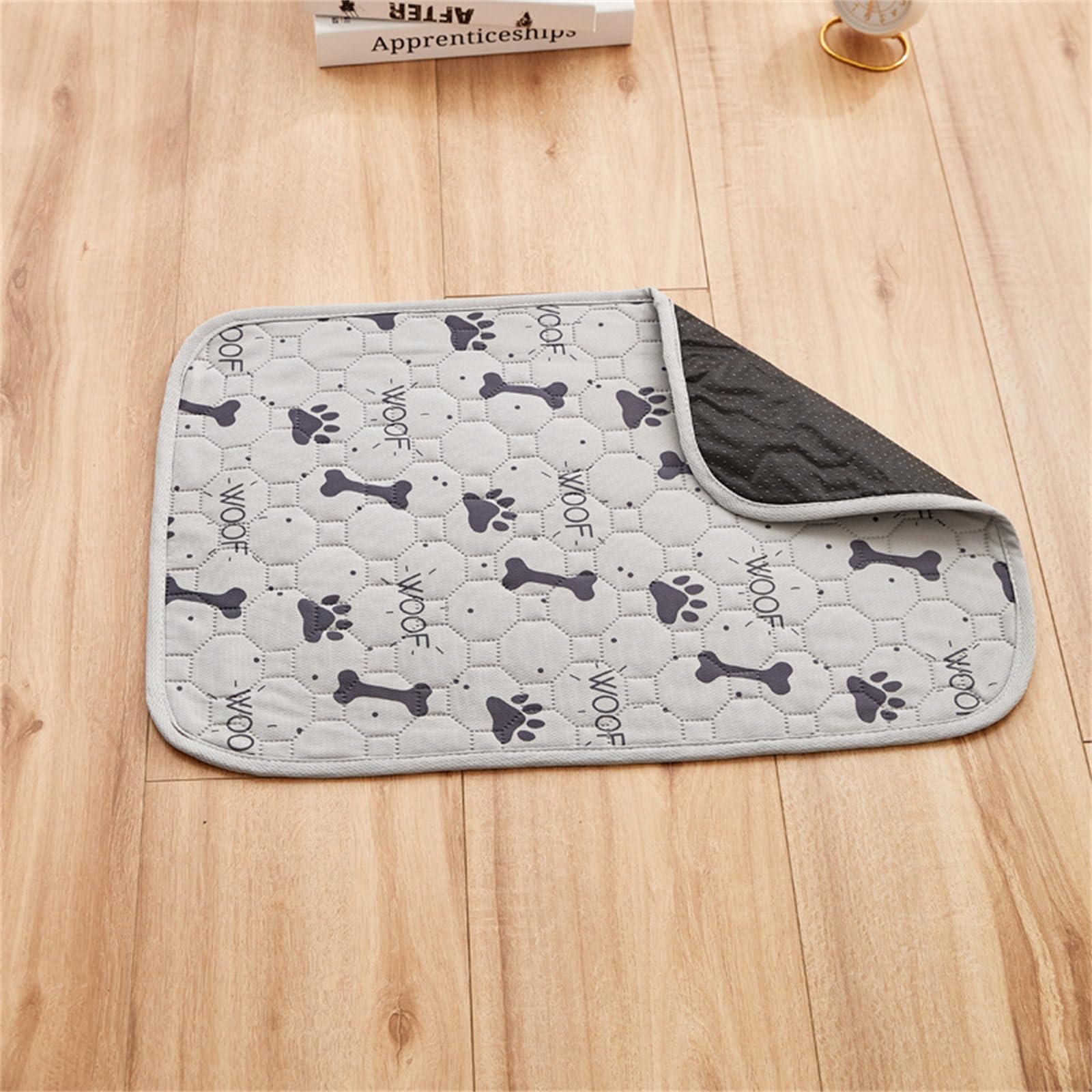 Fansu 2 Piezes Empapadores Perros,Reutilizable Almohadillas Perro,Estampados de Moda Impermeable Antideslizante Empapadores para Perros,Adiestramiento Perros Almohadillas (150x90cm,Gris Claro Hueso)