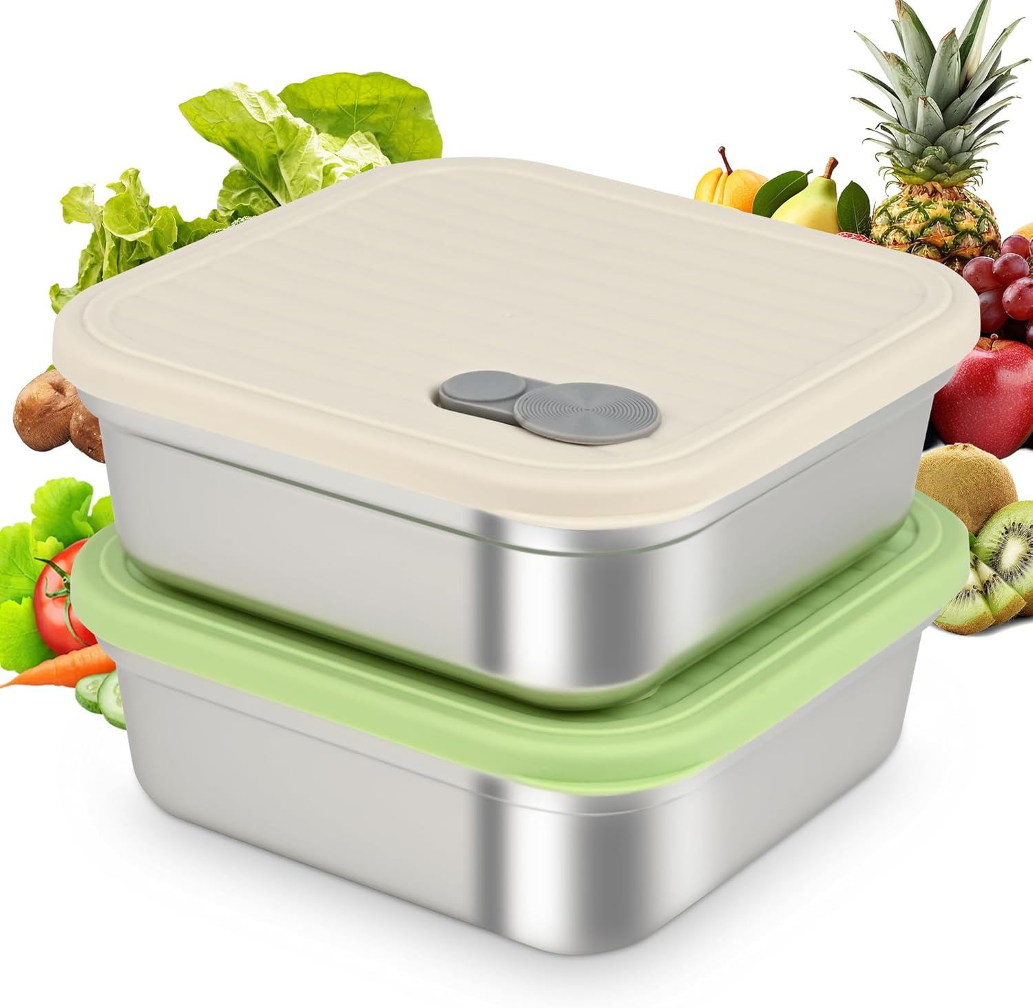 4 Pack Stainless Steel Sandwich Containers, 20oz Reusable Metal Lunch Boxes with Leakproof Silicone Lids, Durable BPA-Free Food Storage Containers for Meal Prep, Fruits, Snacks, Salad, Travel & Lunch