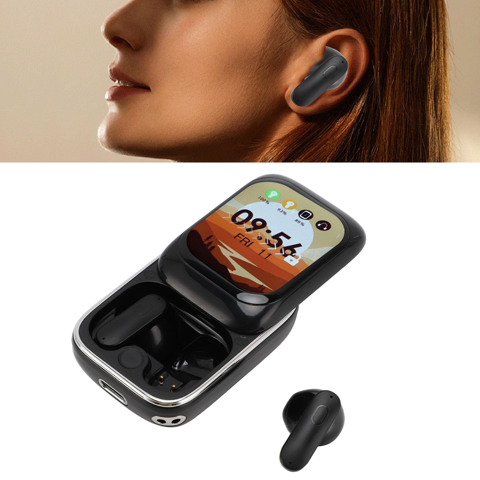 Bezprzewodowe Słuchawki Douszne z Ekranem Dotykowym HD, Bezprzewodowe Słuchawki Stereo HiFi z Głębokim Basem, Słuchawki Sportowe z Etui ładującym, Słuchawki Douszne z Mikrofonem