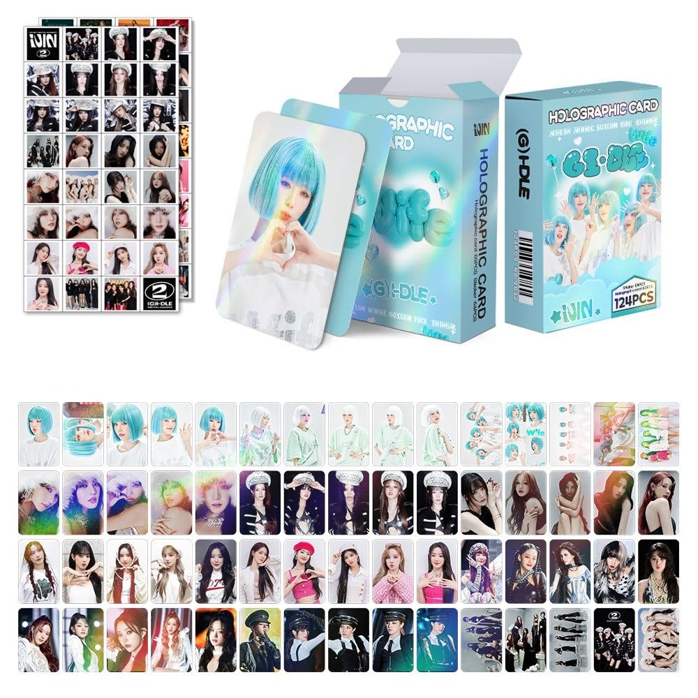ZRHMCJEN 124Pcs En- Sk Ive Gidle Twice 60Pcs Photocards Greeting Cards Collectmini Card Postcard and 64Pcs Stickers/(G) I-Dle