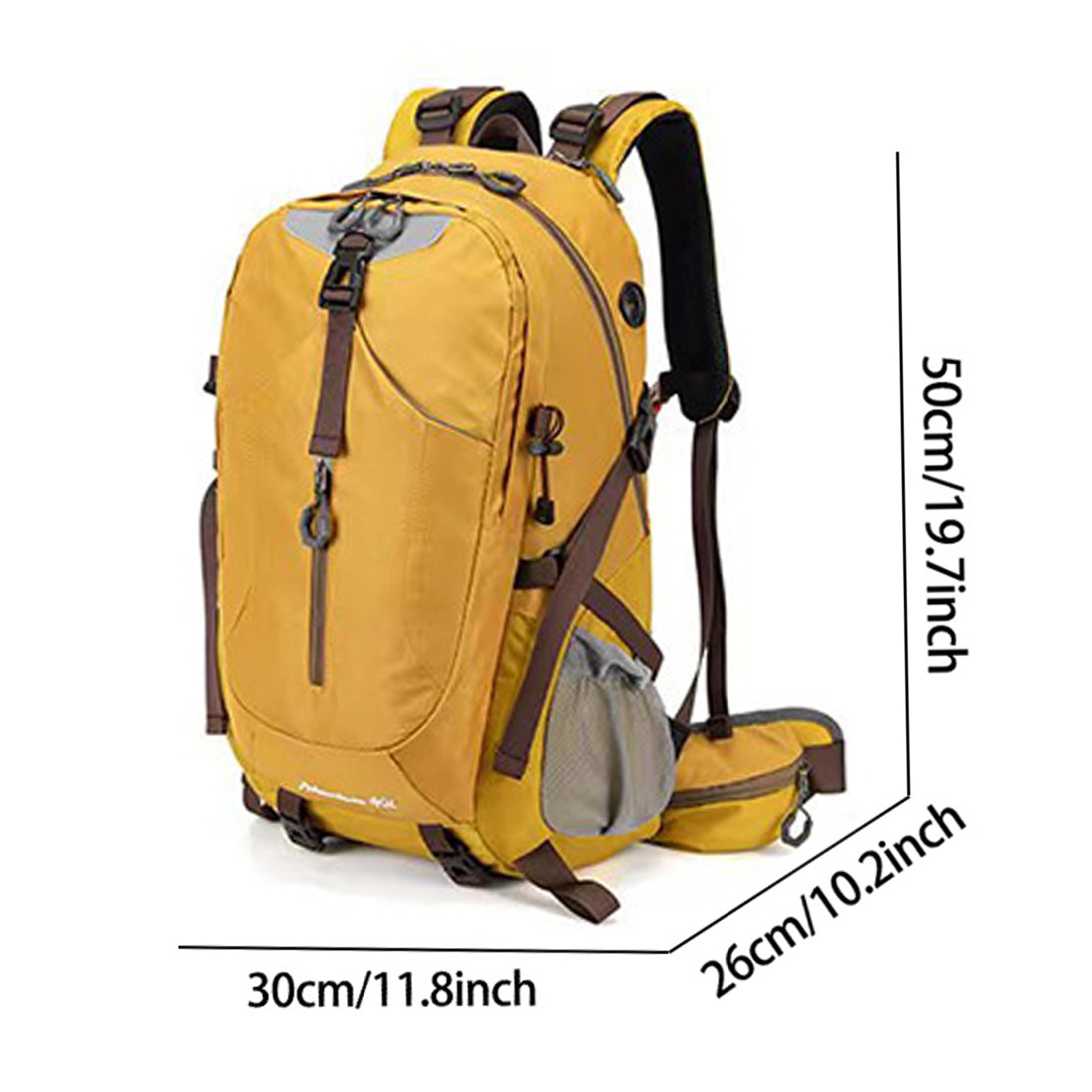 Rucksack Wandern für Männer Frauen, wasserdichter Campingrucksack, gelb