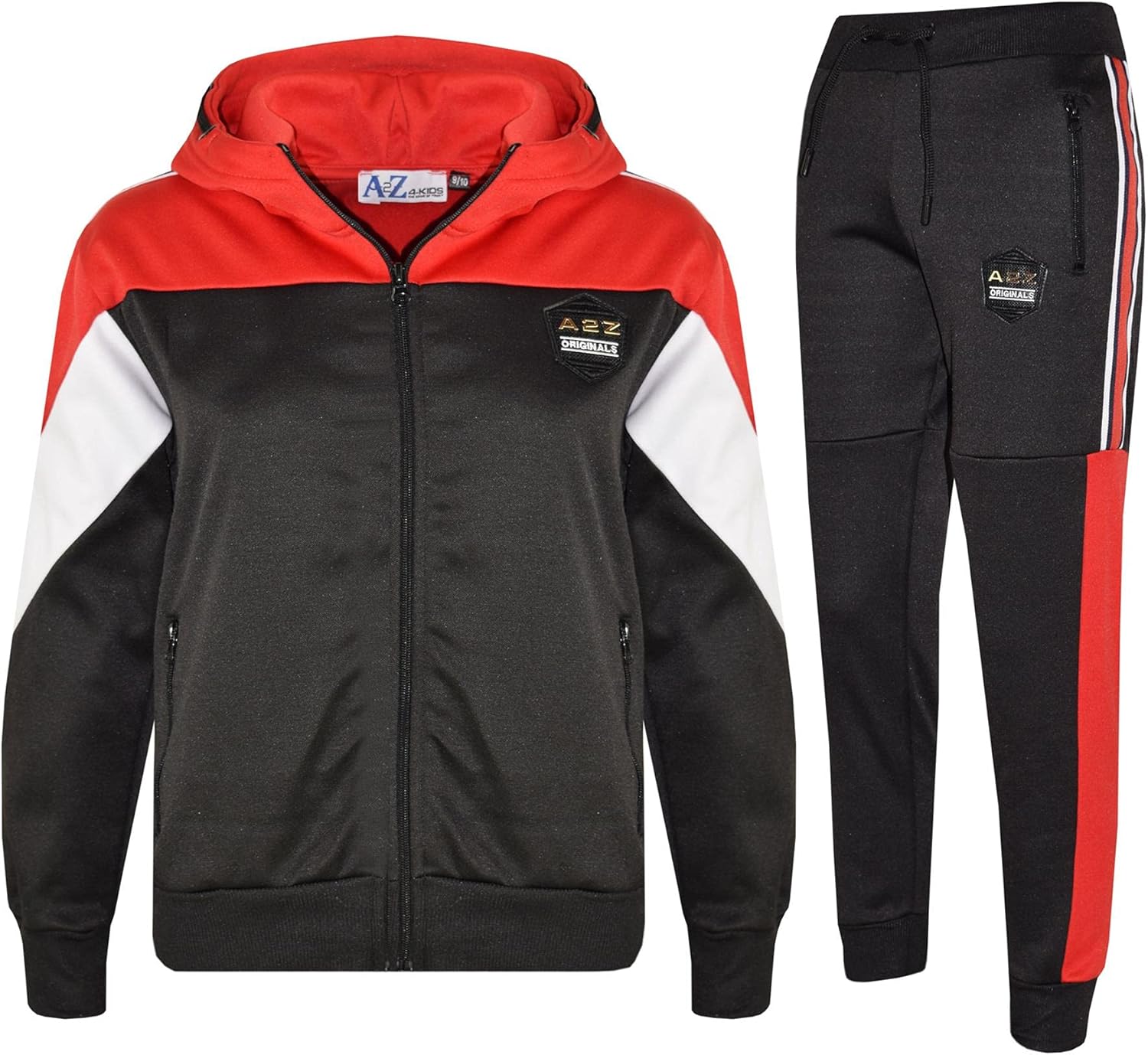 A2Z Kids Boys Girls Tracksuit Originals Panelled Taped Hooded Top Bottom Joggers