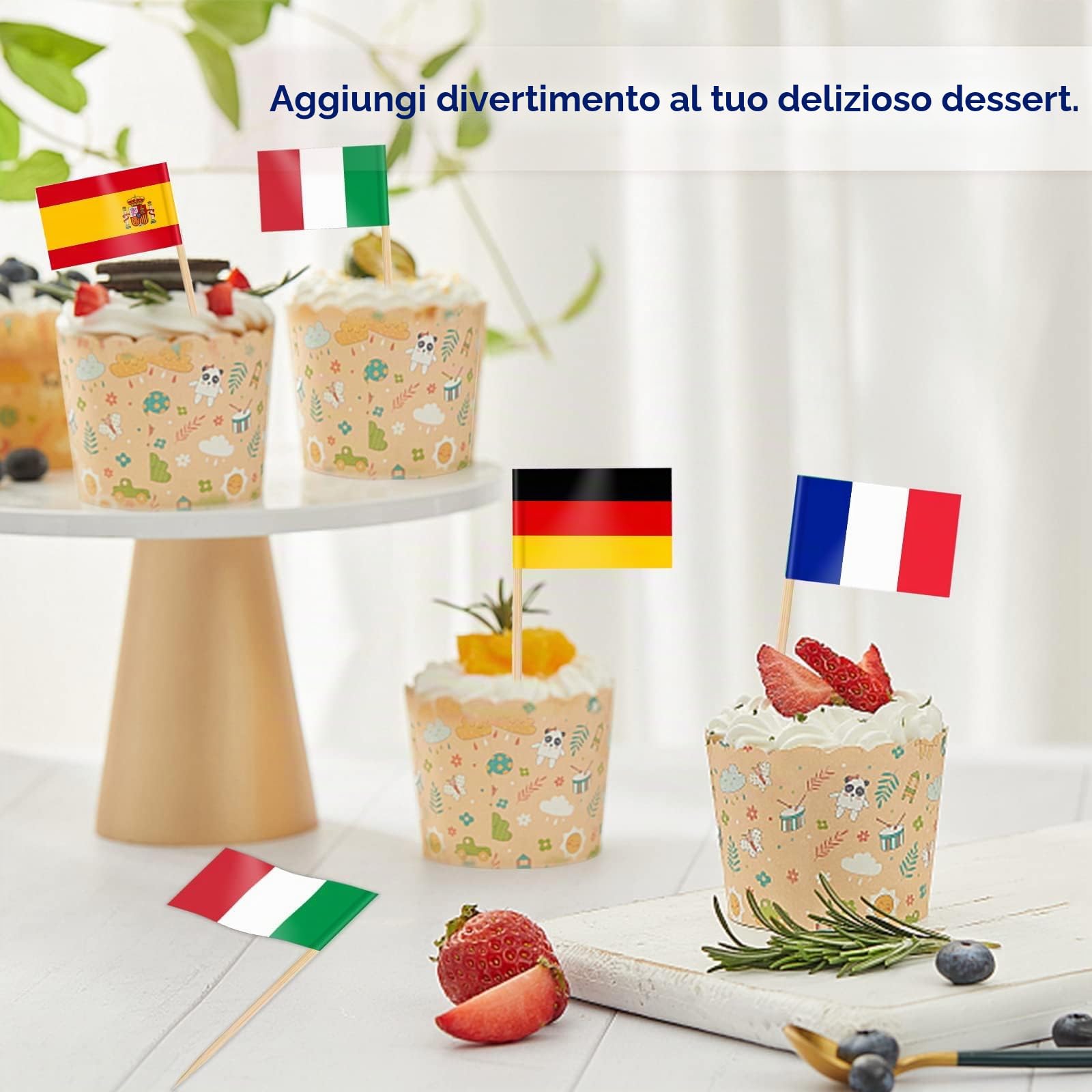AhfuLife 100 Pezzi Bandierine Stuzzicadenti Multinazionali, Stuzzicadenti con Bandiere del Mondo per Decorare Cocktail, Panini, per Euro Football Match, Coppa del Mondo, Decorazioni Bar