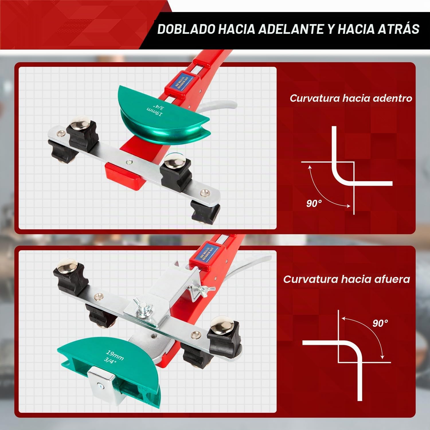 Dobladora de tubos de cobre y tubos de freno manual con cortador de tubos, desbarbador para aire acondicionado, alicates de flexión, línea de freno, herramienta de flexión de 1/4 "- 7/8"