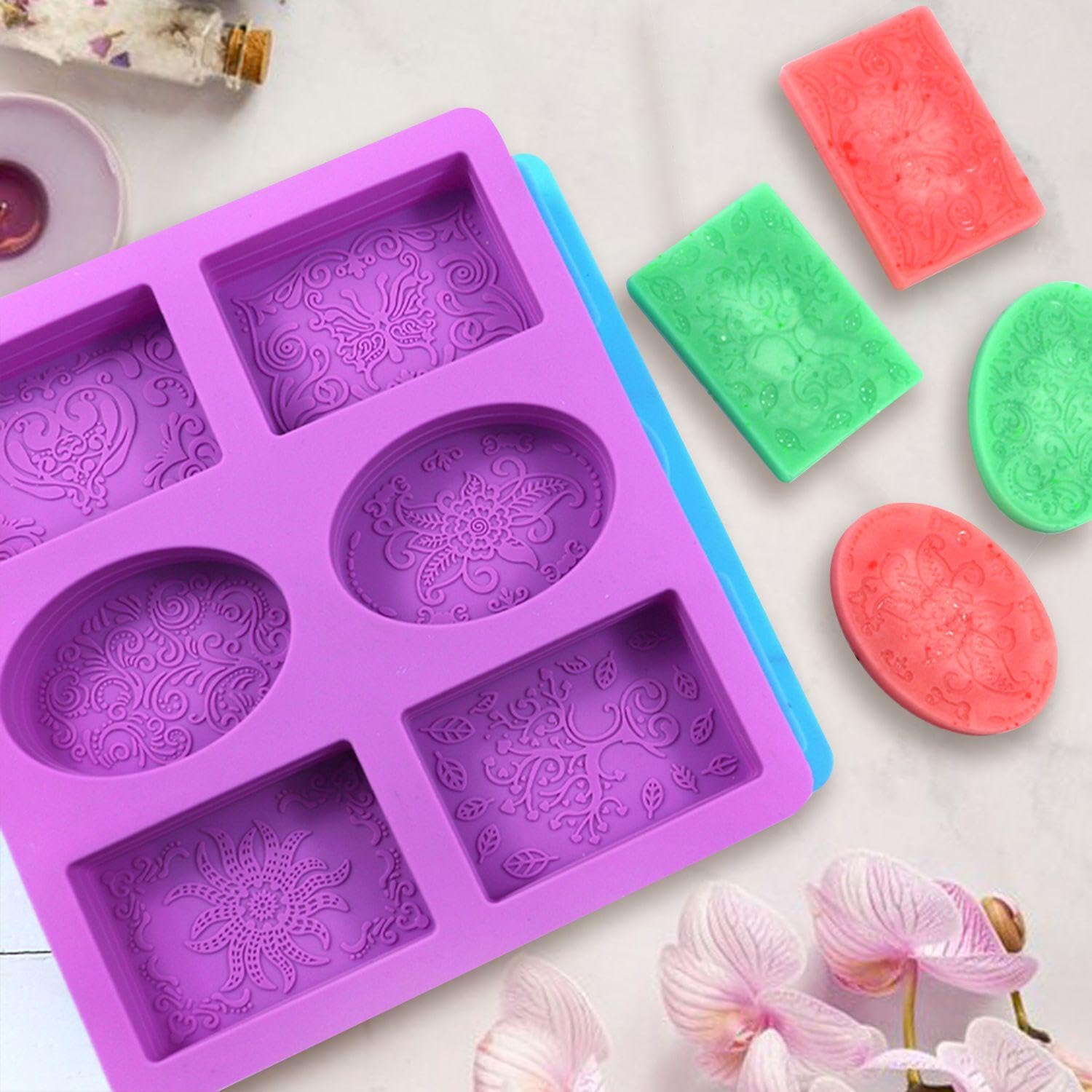 Paquete De 2 Moldes De Silicona Estampados, Moldes Multifuncionales, Moldes para Hornear, Se Pueden Utilizar para Hacer Jabón, Aromaterapia, Pasteles
