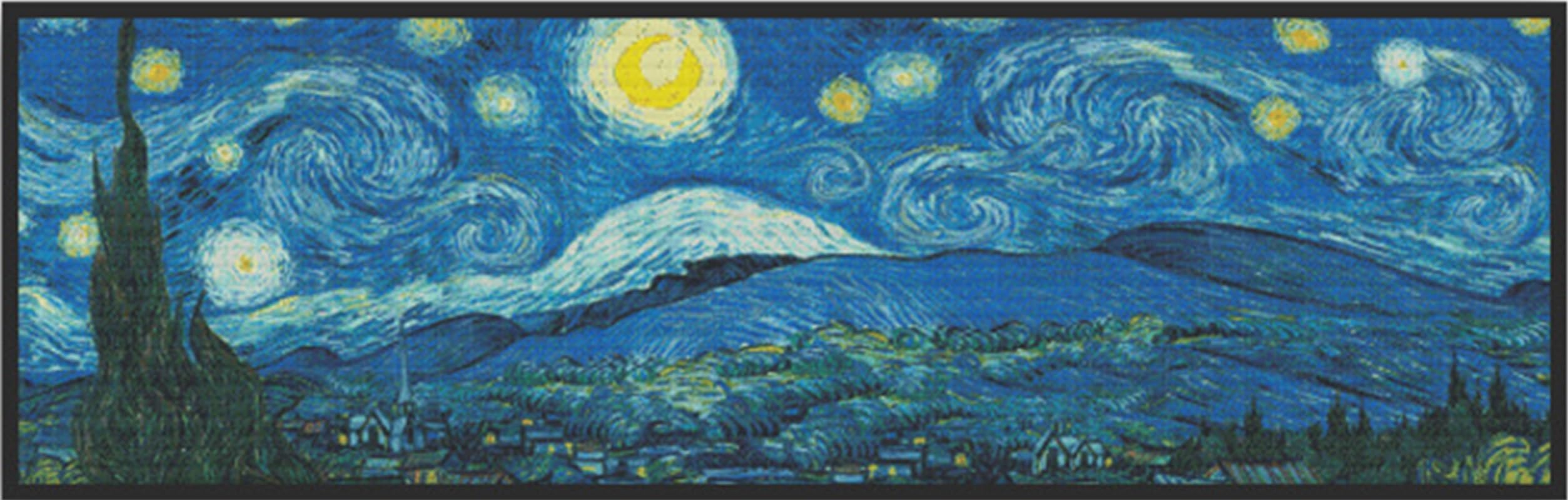 Rosyfoxes Cross Stitch Kits Stamped Full Range of Embroidery Starter Kits for Beginners DIY 14CT 2 Strands - Printed kit Starry Night Panorama (Van Gogh)(Printed) 46.1x16.9 inches