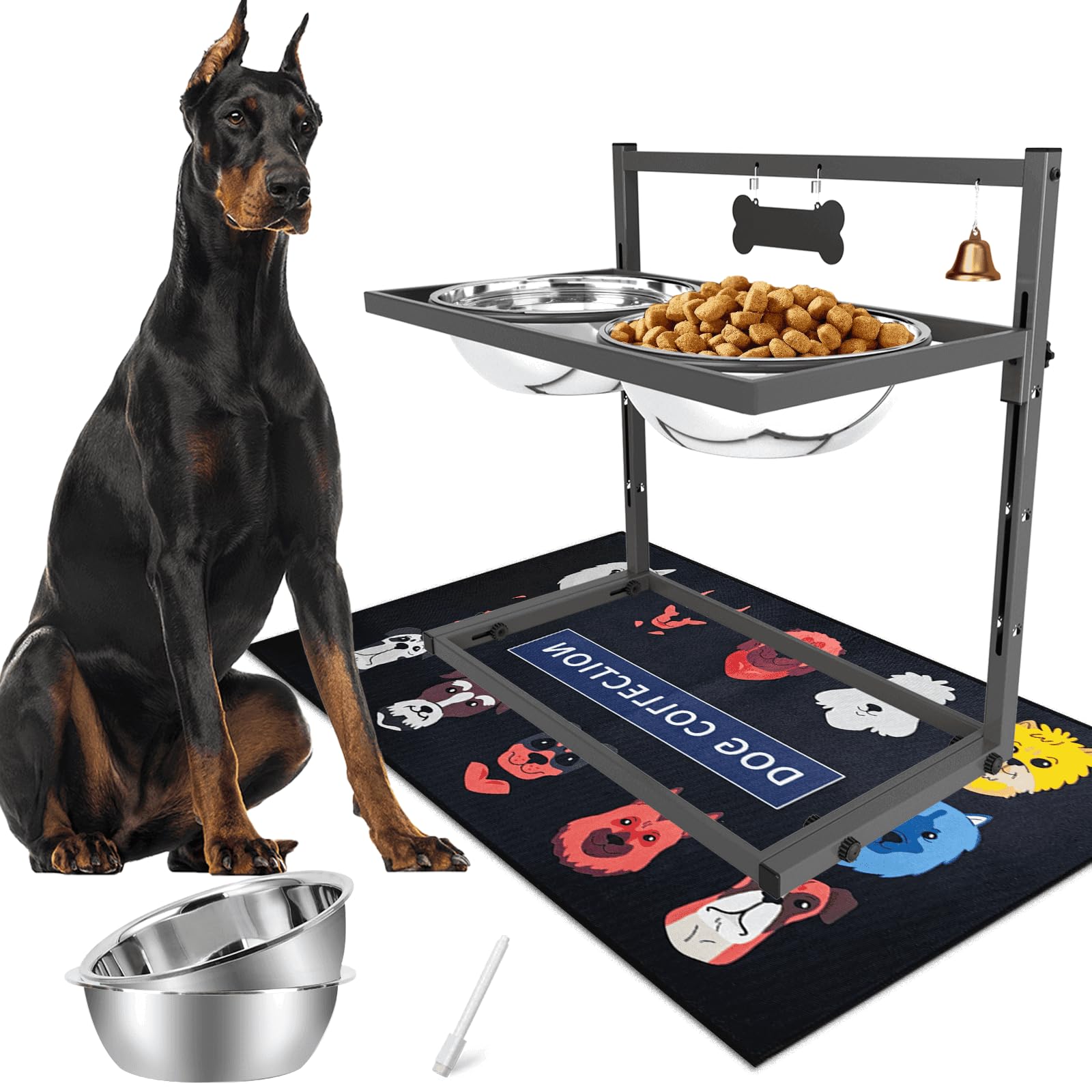 SHAINFUN Elevated Dog Bowls for Large Dogs and Extra Large Sized Dog Raised Dog Bowl Stand Adjustable Height with Two 3000ML(13-14cups) Stainless