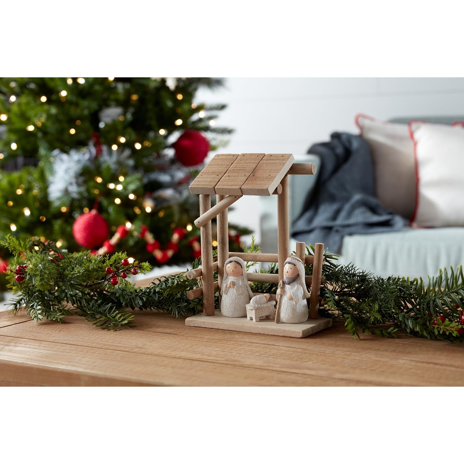 Melrose International Wooden Creche Nativity Scene 9