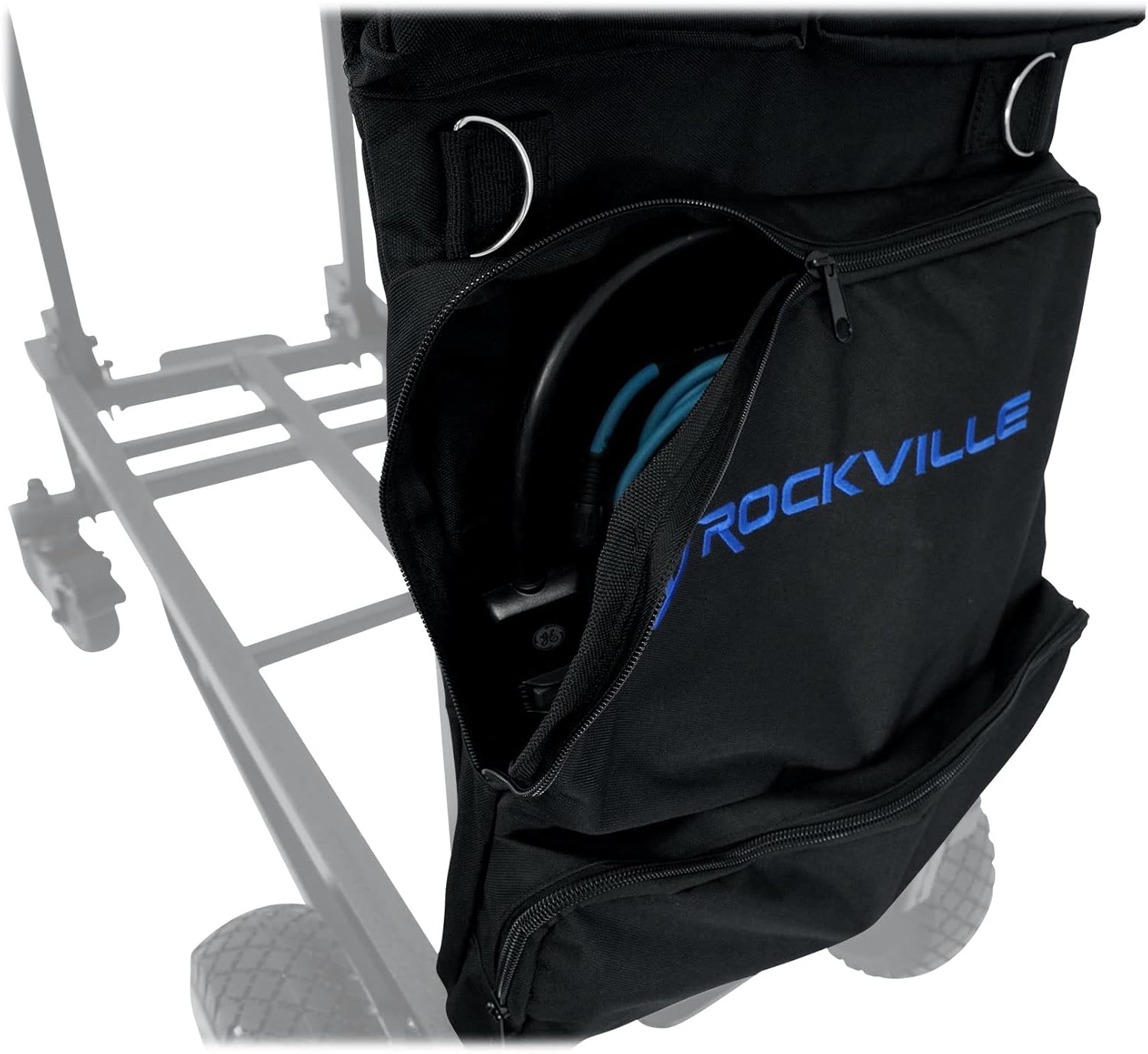 Rockville CART-ACC 5 Pocket Accessory Bag for Rock Cart Pro, Durable 600D Polyester, Rain-Resistant, Secure D-Ring Clips, for DJs and Event Vendors - Image 6