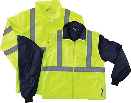 Miniatura 2 de Ergodyne - 24384 GloWear 8385 ANSI Chaqueta de seguridad reflectante 4 en 1 de alta visibilidad, color lima, grande