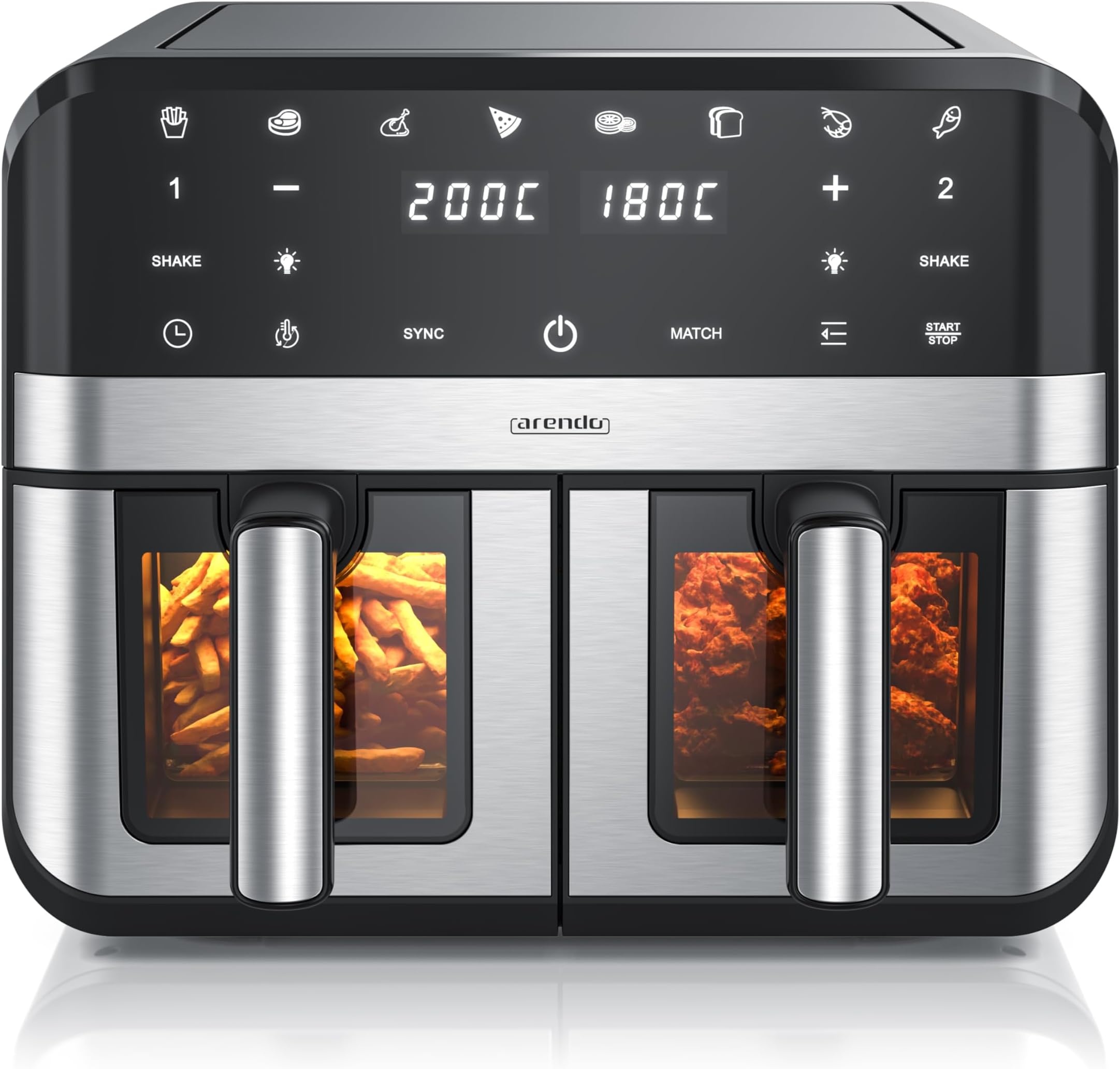 Heißluftfritteuse 10L Doppelkammer - 2x5L Airfryer Mit Touchscreen