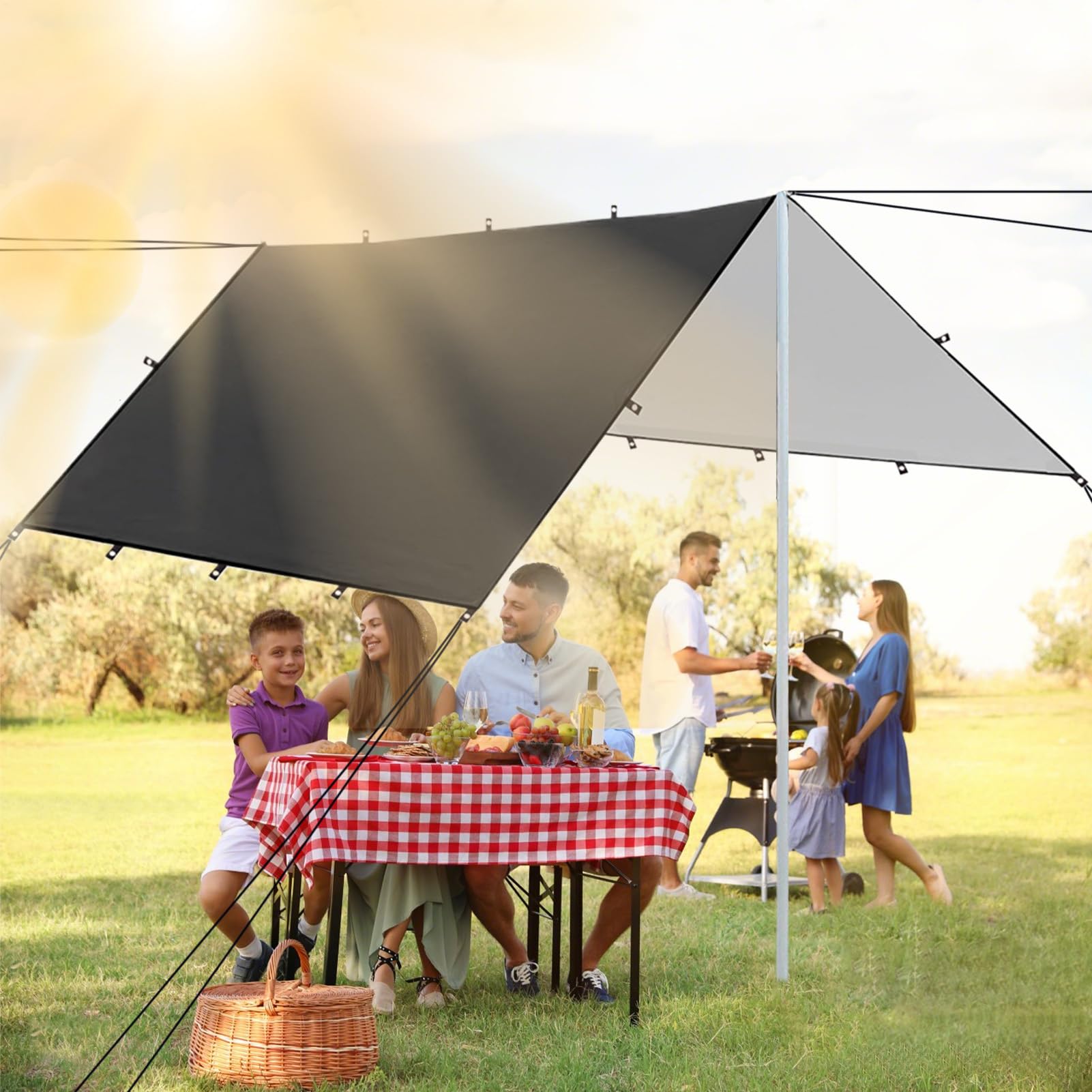 Bâche Imperméable pour Camping Abri de Randonnée | Toile Imperméable Portable pour Tente, Jardin, , Escalade, Survie et Plein Air