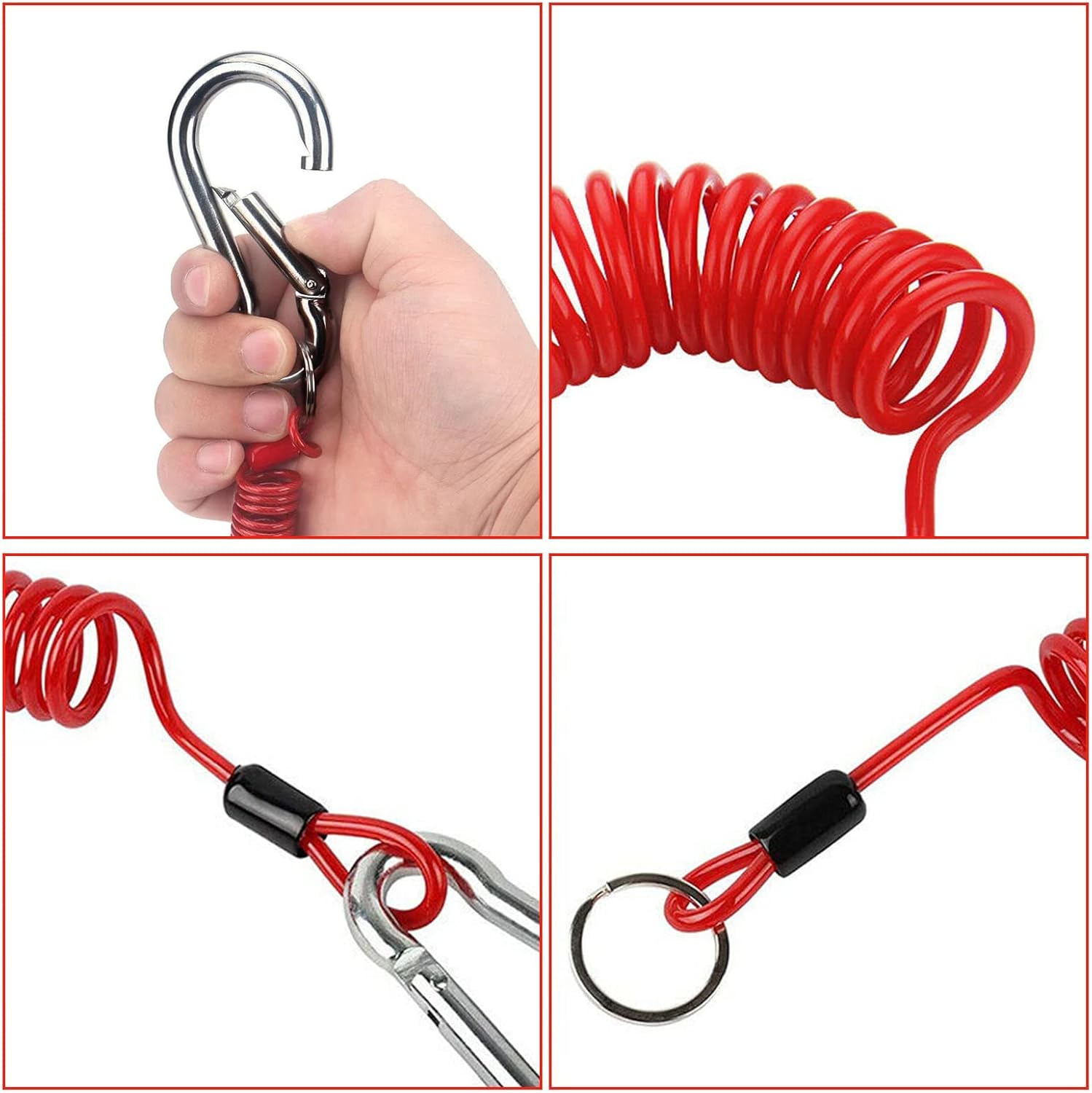 FizLig 4ft Breakaway Trailer Cable 1 Pack - Coiled Spring Wire, Emergency Brake Safety Cable for RV Camper 5th Wheel Trailer Towing Accessories - Image 2