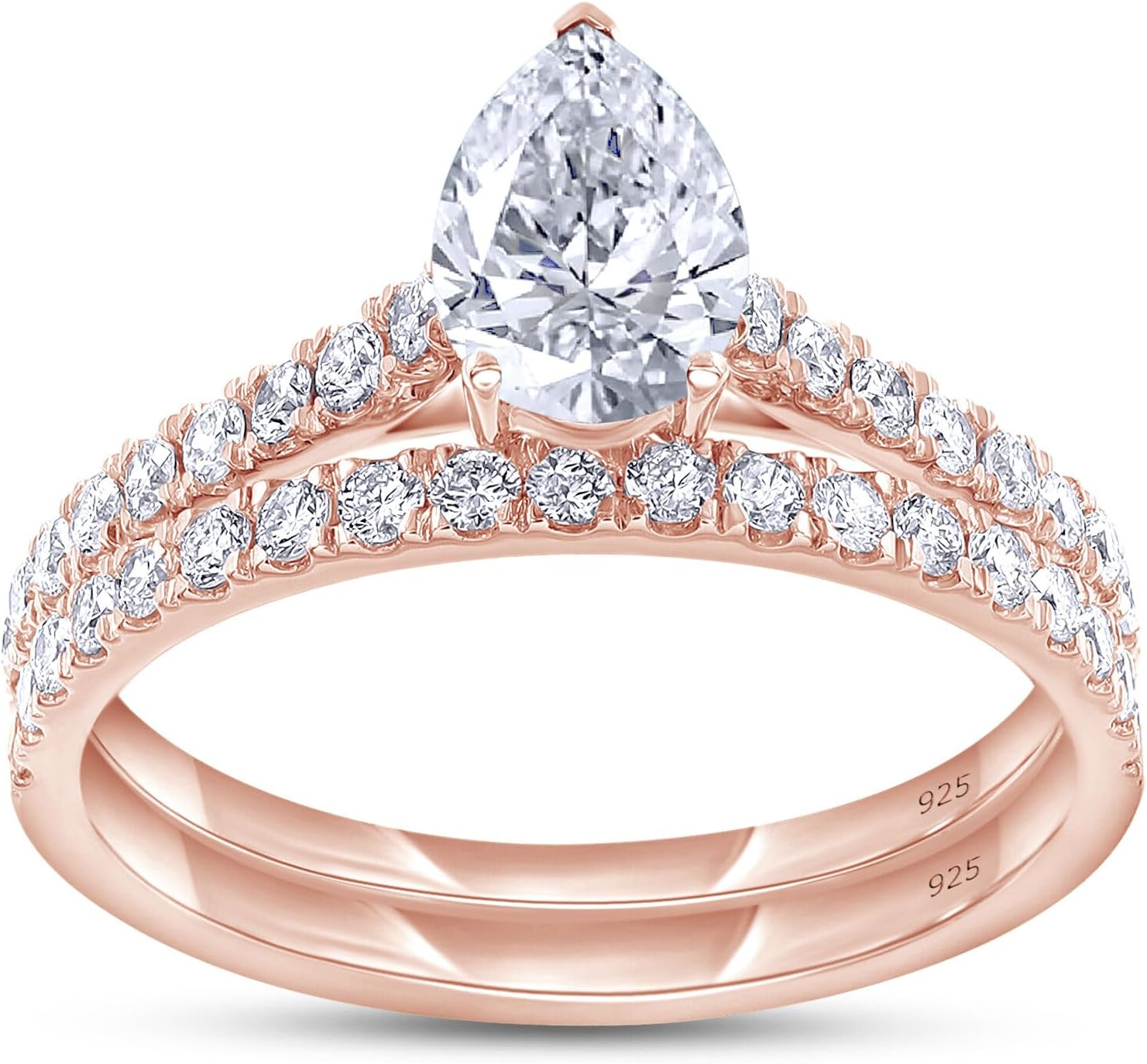 Solitaire Bridal Set Ring Lab Grown Diamond Engagement Wedding Ring For Women 14k Gold Over 925 Sterling Silver Jewelry Gifts For Her (1.00 Cttw)