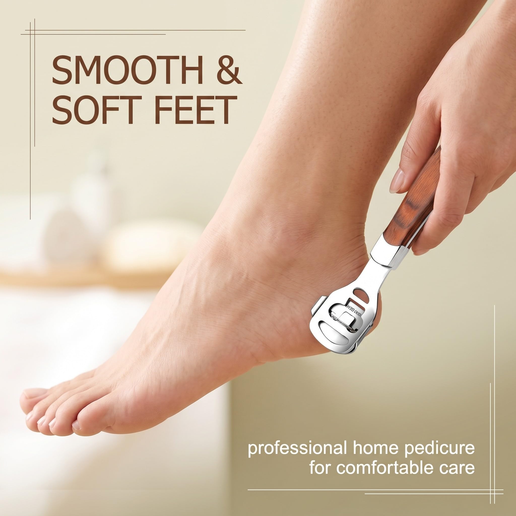 1 Kit per Pedicure con 10 Lame, Raschietto per Rimuovere Calli e Pelle Morta, Manico in Legno, Kit per la Cura dei Piedi Professionale, Rimuove Calli e Duroni, per Cura Personale e Salone