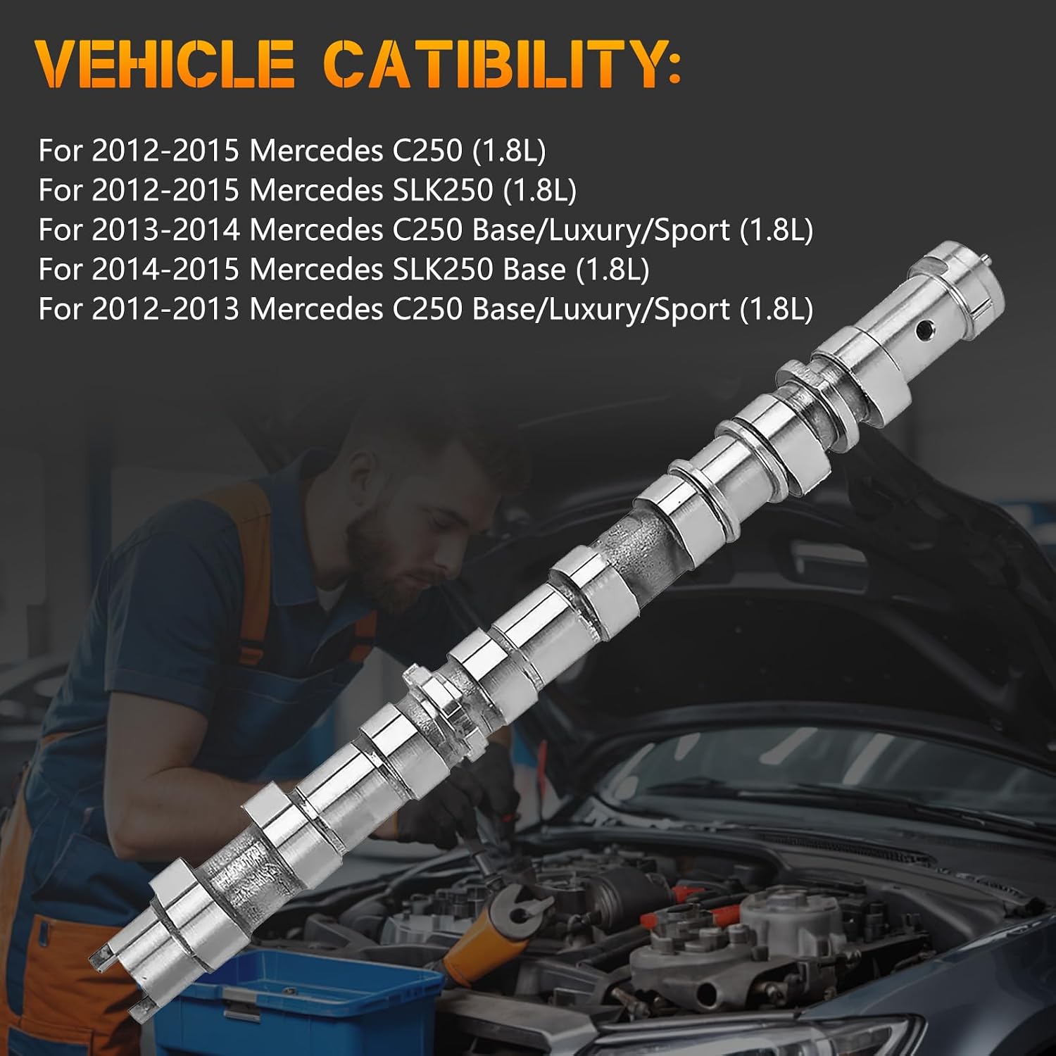 Intake Camshaft A2710501401 for 2012-2015 Mercedes Benz C250 SLK250 1.8L L4 Direct Replacement OE Fit Precision-Matched Enhanced Engine Power Reduced Noise Vibration