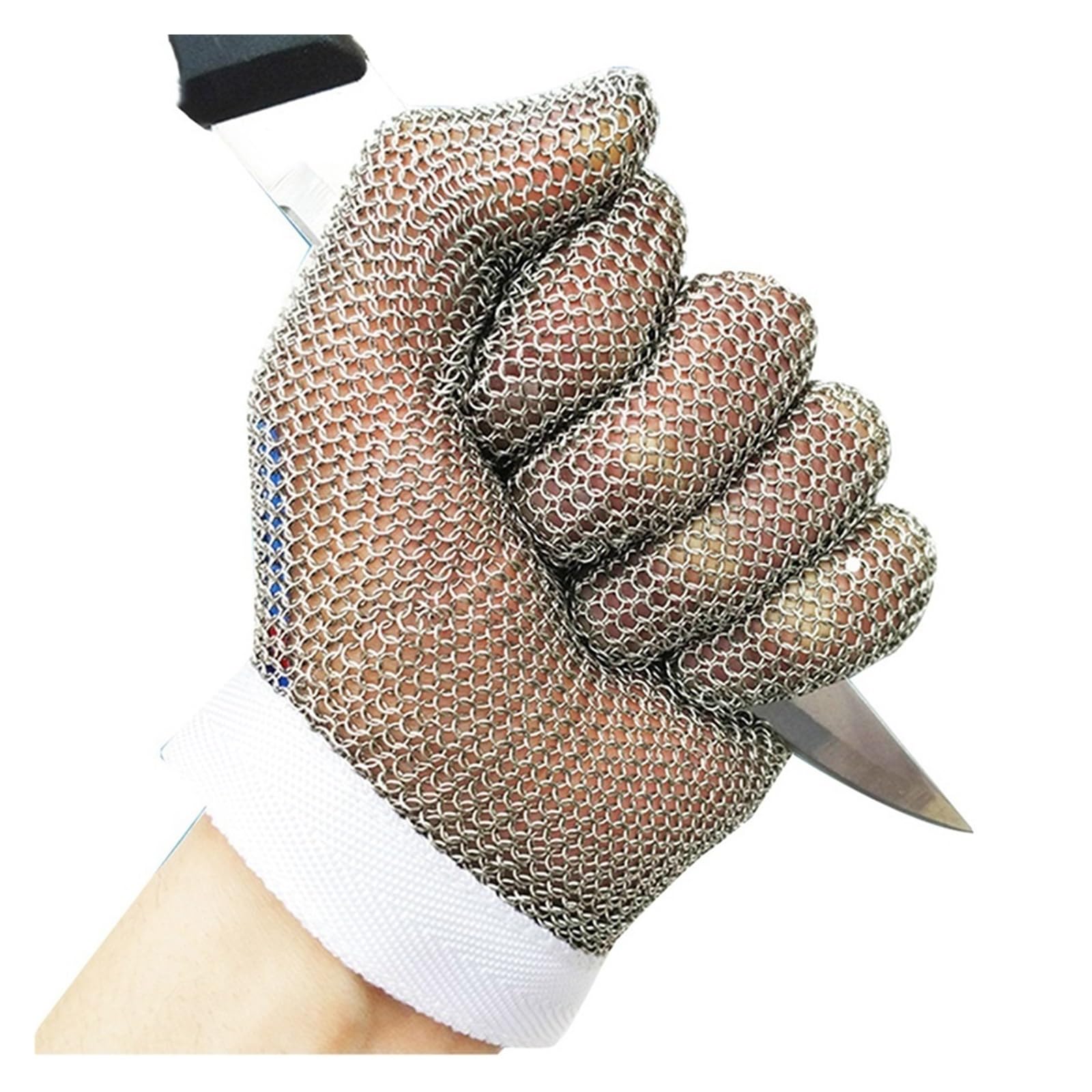 Gant Anti Coupure Gants De Travail De Sécurité Résistants Aux Couteaux De Qualité Alimentaire, Gants Confortables En Cotte De Mailles En Acier Inoxydable 304L For Hommes Et Femmes(L)