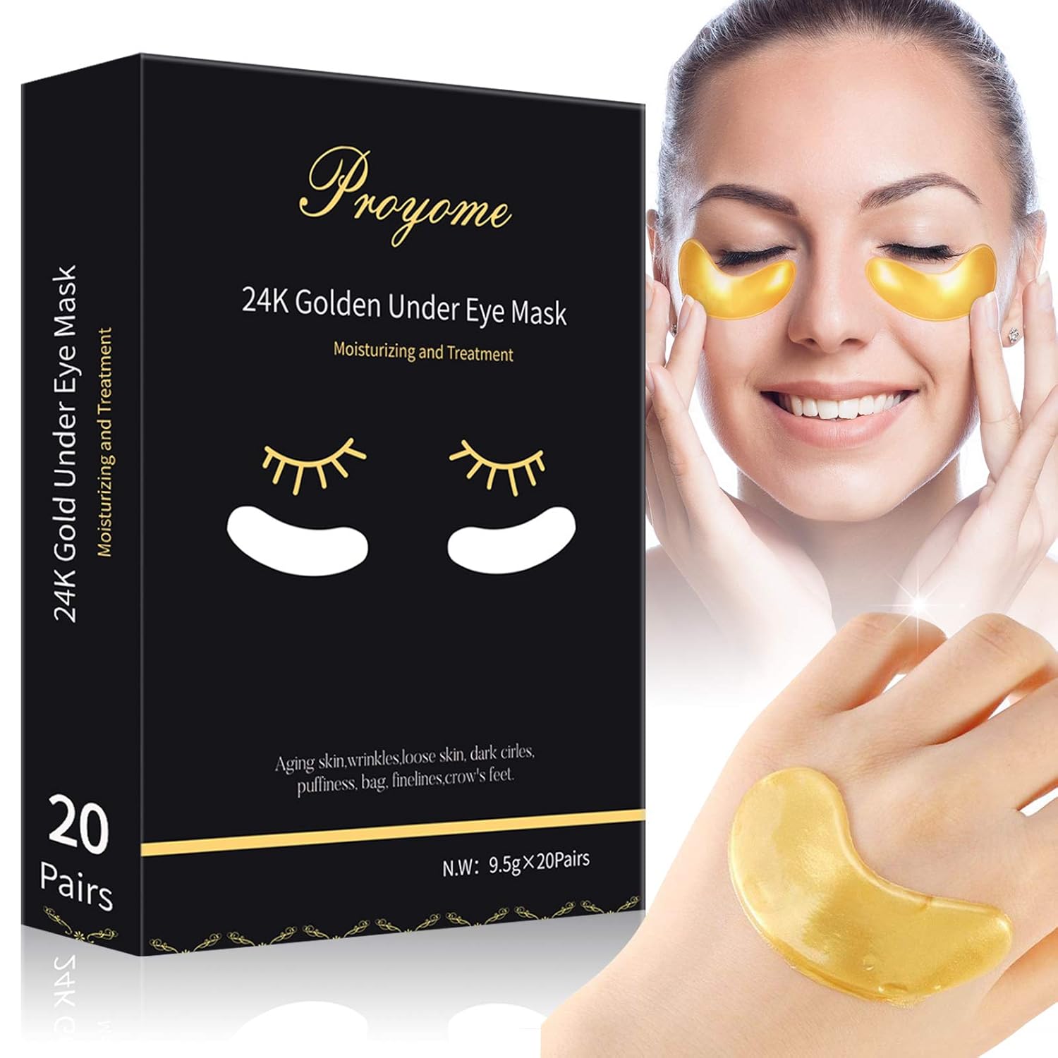 Proyome Anti Aging Eye treatment Mask 24K Golden