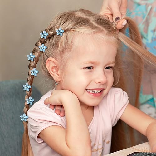 Miniatura 5 de YISSION Pinzas para el pelo con diamantes de imitación  Pinzas para el pelo de flores elegantes, bonitos pasadores en azul para niñas y mujeres,