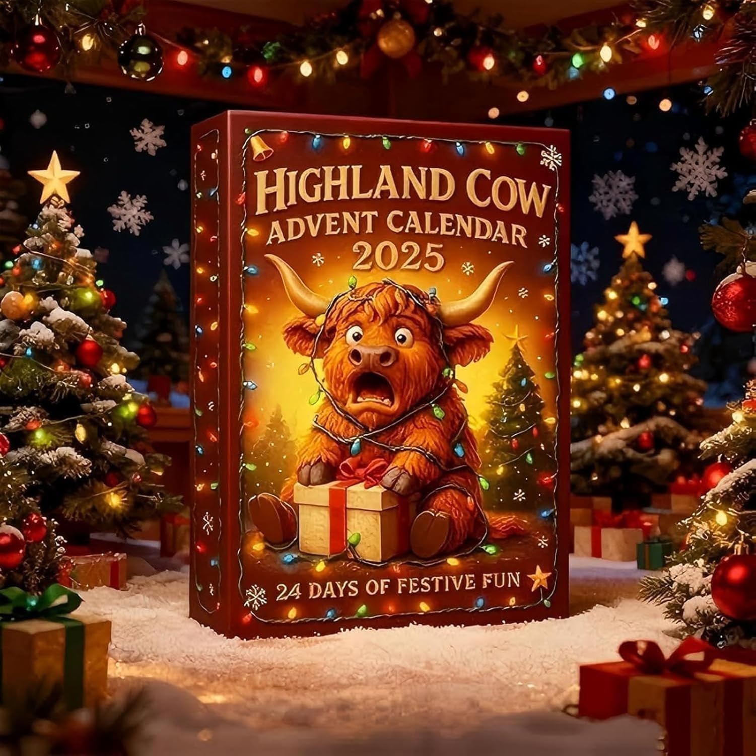 Calendrier De L'Avent 2025 2D/3D En Forme De Vache Des