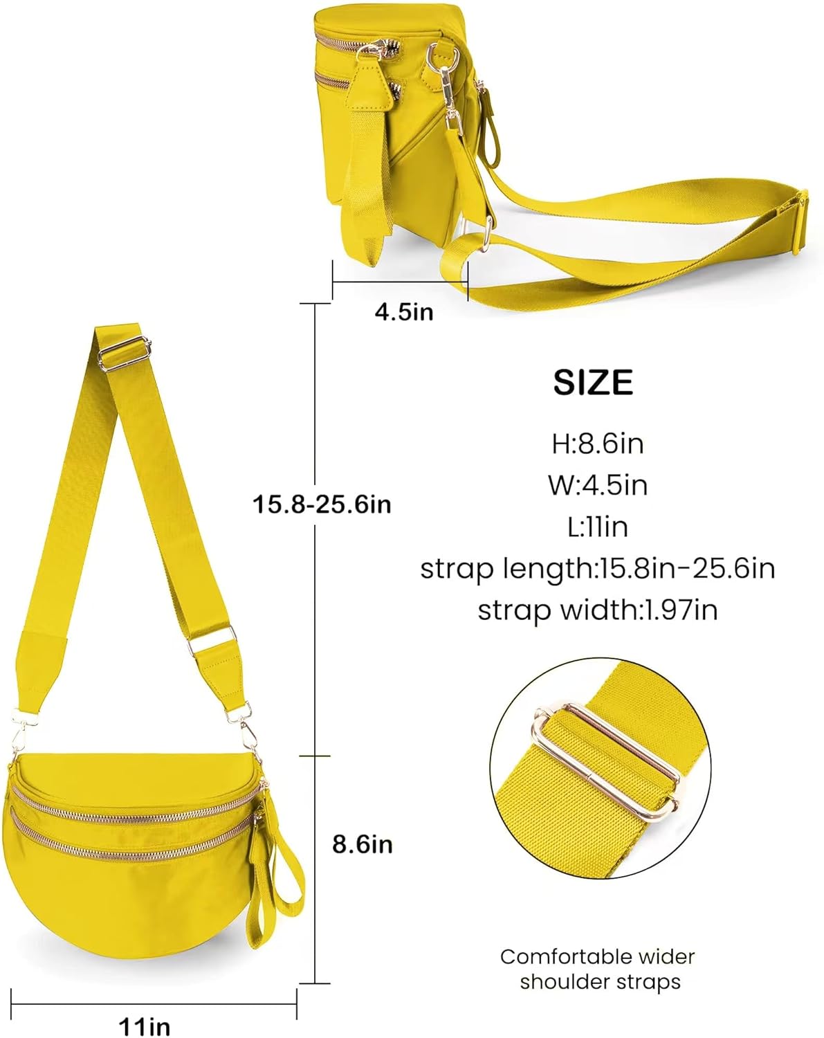 FEIBOON Spacious Nylon Crossbody Bag Bum Bag Handbags Wallets Purses Trendy Shoulder Bag for Women