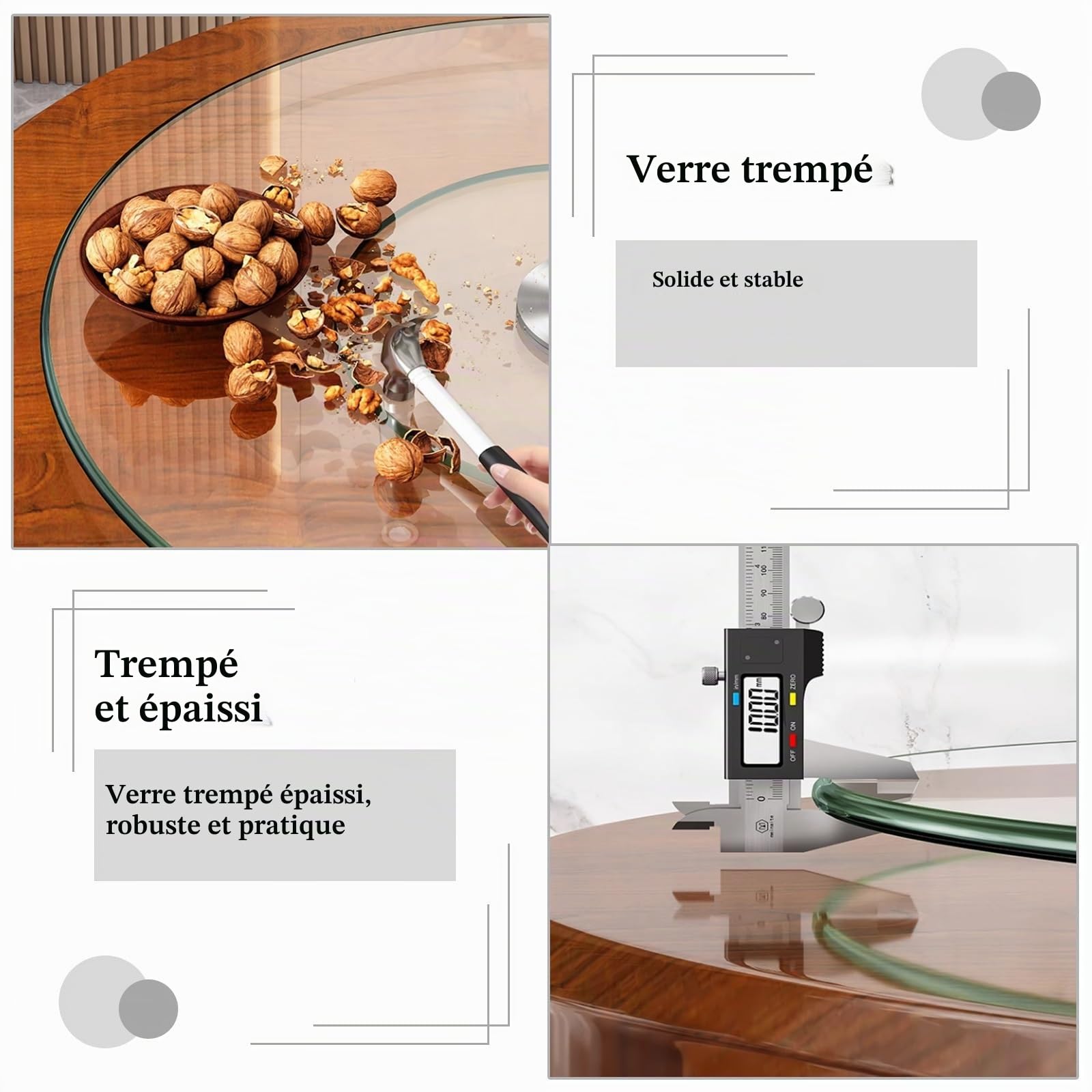 Plateau Rotatif Rond En Verre Trempé Lazy Susan,Plateau Rotatif En Verre, Plateau Tournant Table,roulement En Acier, Plateau De Service Rotatif Lazy Susan En Verre Trempé