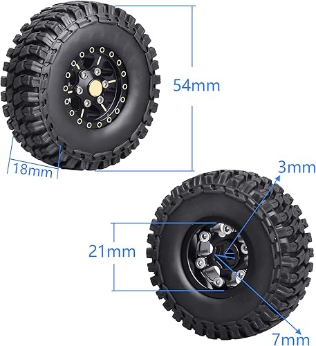 Miniatura 26 de HobbyPark Ruedas y neumáticos Beadlock de latón 1.0 para Traxxas TRX4M Piezas de actualización Axial SCX24 1/24 RC Crawler Reemplazo (paquete de 4)