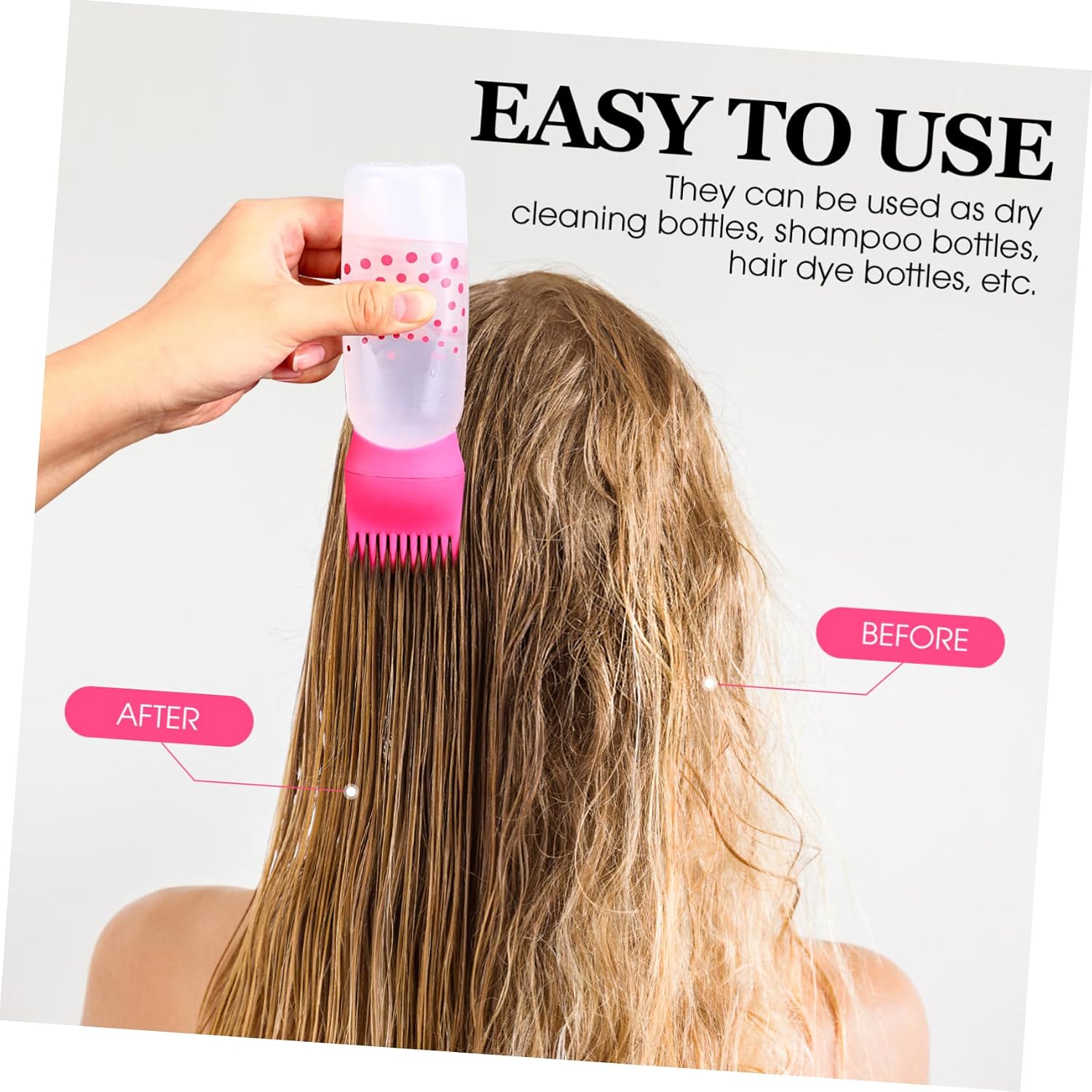 Beavorty 2pcs Hair Dye Applicator Bottles with Measurement Lines Hair Coloring Bottles for Home Salon Use for Even Color Distribution