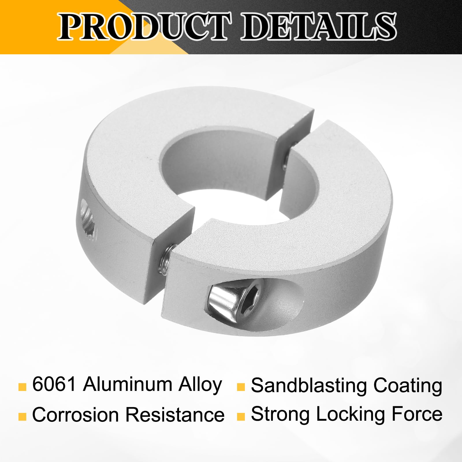 QUARKZMAN 8 Stück Geteilte Klemmringe für Welle, 22mm Bohrung 45mm AD 12mm Breite Stellringe Aluminiumlegierung Gewindestift Wellenkragen