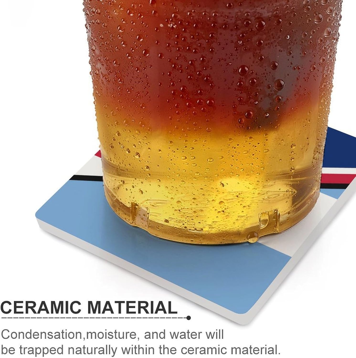 Argentina and United Kingdom Flag Funny Ceramic Coasters for Drinks Absorbent Cup Holder Tabletop Protector with Cork Base