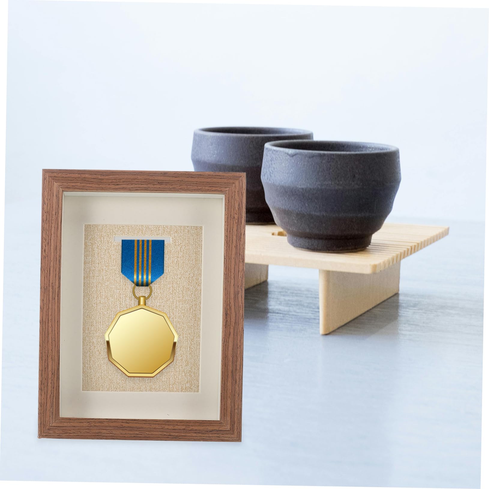 Sosoport Vitrina para Medallas de Fútbol Soporte de Pared Marco de Madera Exhibición Decorativa