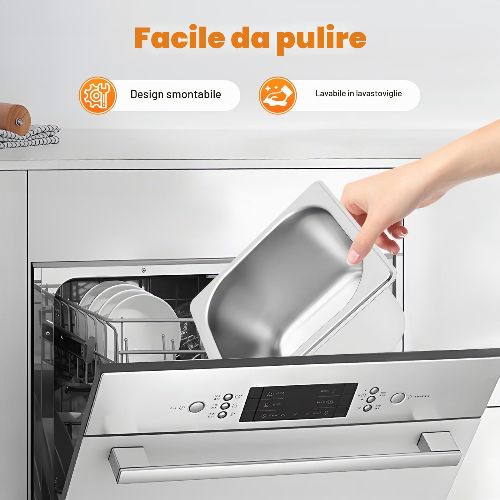 Gastro Set di contenitori per ingredienti in acciaio inox | per da cocktail con coperchio, 5 griglie da 2 l, con piedini in gomma antiscivolo posizionare tutti i tipi