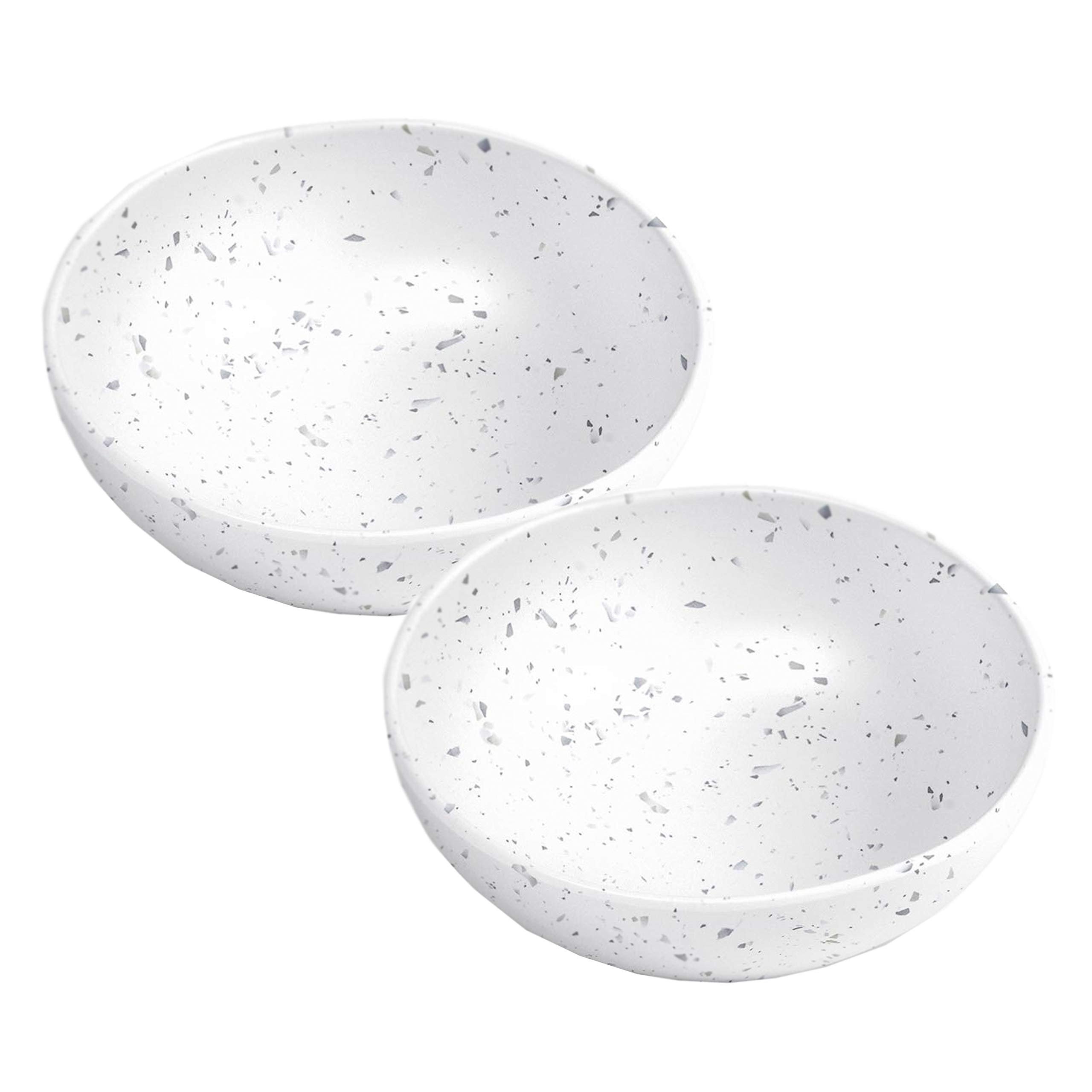 Auntie Morags White Terrazzo 17cm Melamine/Plastic Outdoor/BBQ/Picnic Pasta/Cereal Bowls - Set (2)