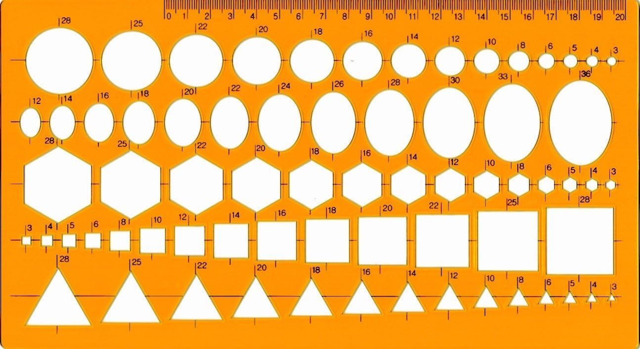 KUDOS.JP Circle Template Ruler 5 Patterns Stencil Assorted - Circle, Ellipse, Hexagon, Square, Triangle Japan Import