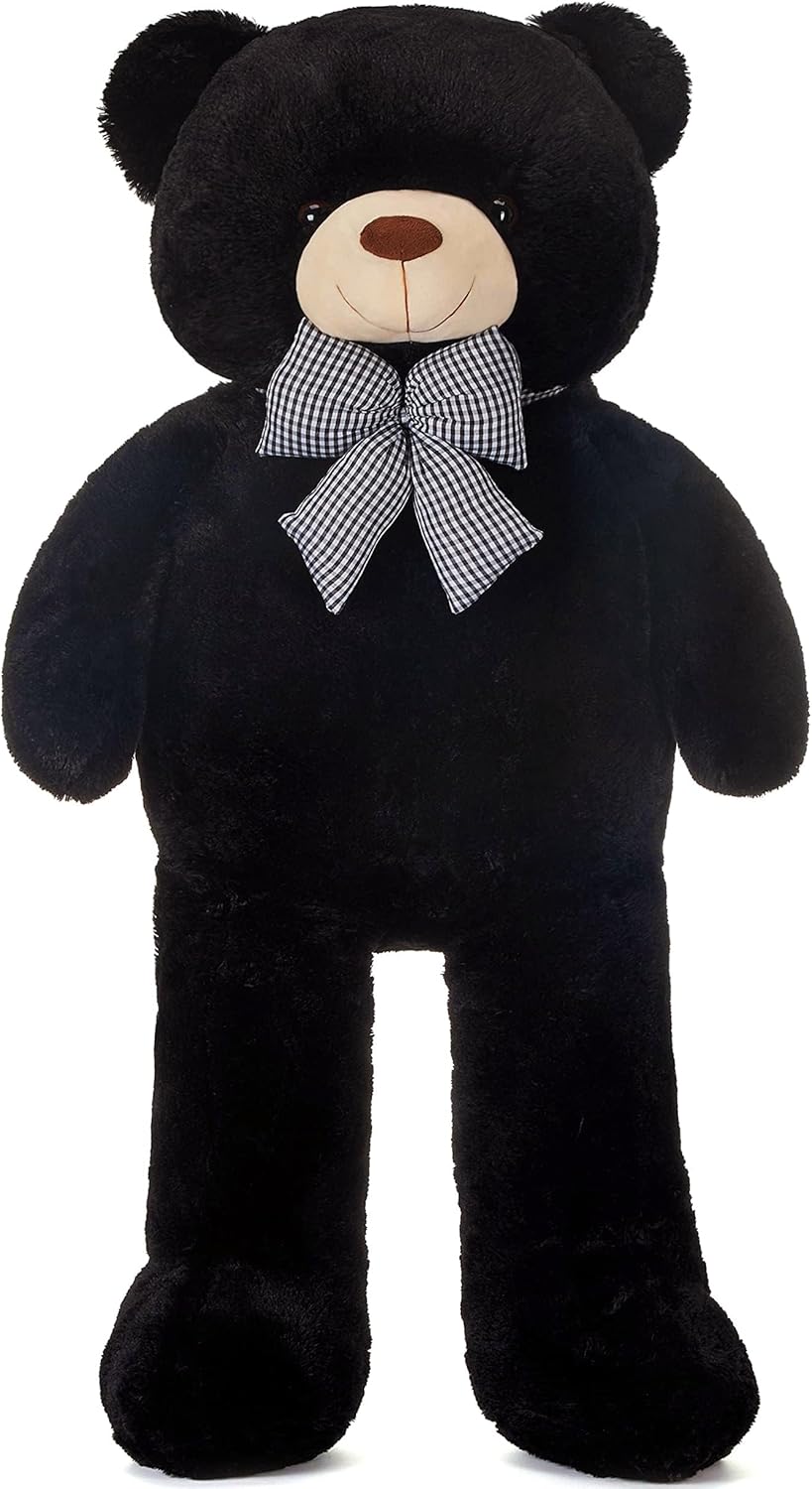 IKASA Giant Teddy Bear Stuffed Animal Plush Toy,47" Large Cute Jumbo Soft Toys,Huge Big Fluffy Fat Plushie,Gifts for Kid Girl (Black, 47 inches)