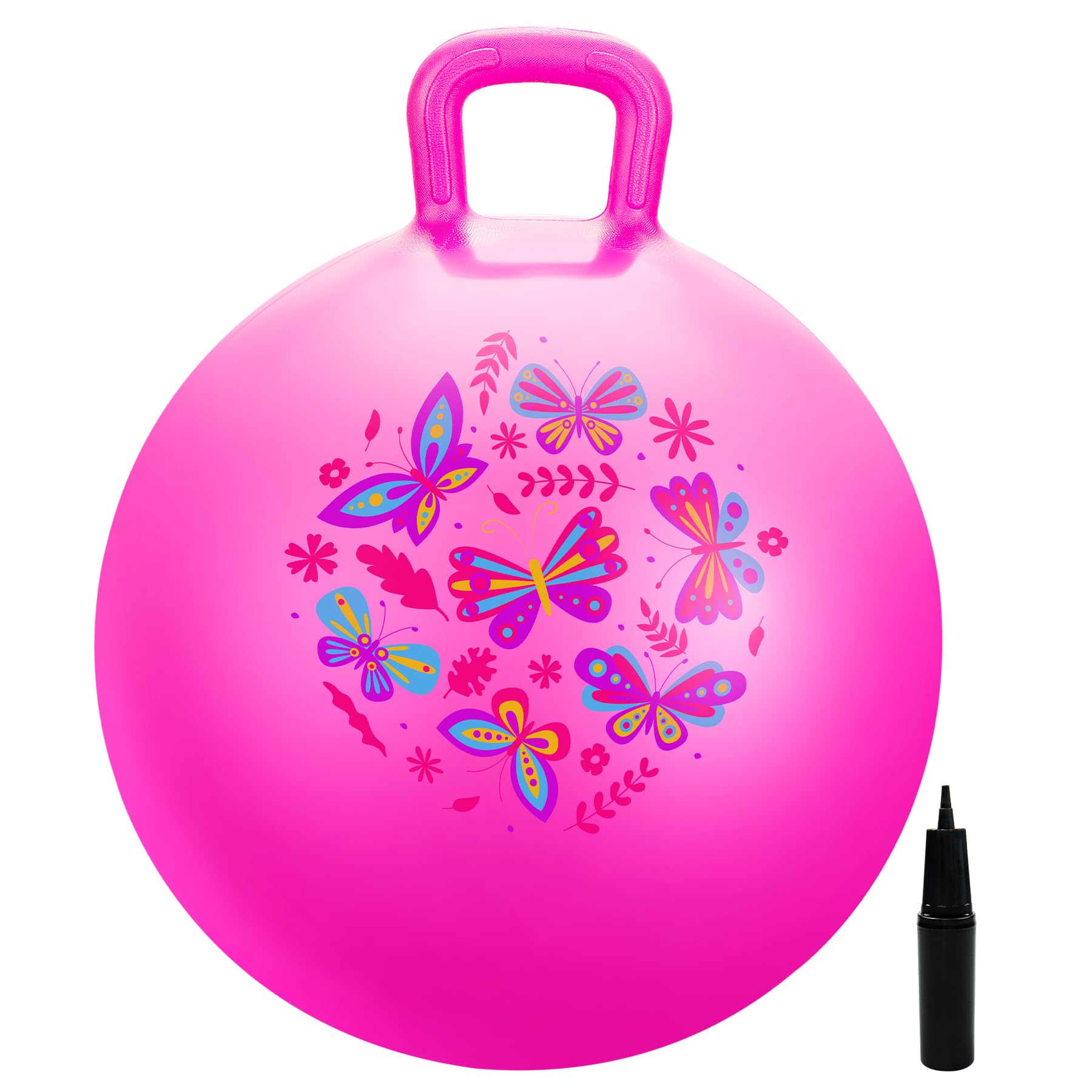 INPODAK Space Hopper 18inch Space Hoppers for Kids Age 3-8 Anti-slip Jumping Ball with Handle Inflatable Hopper Ball With Pump Hopping toy for Boy Girls Indoor Outdoor garden Game