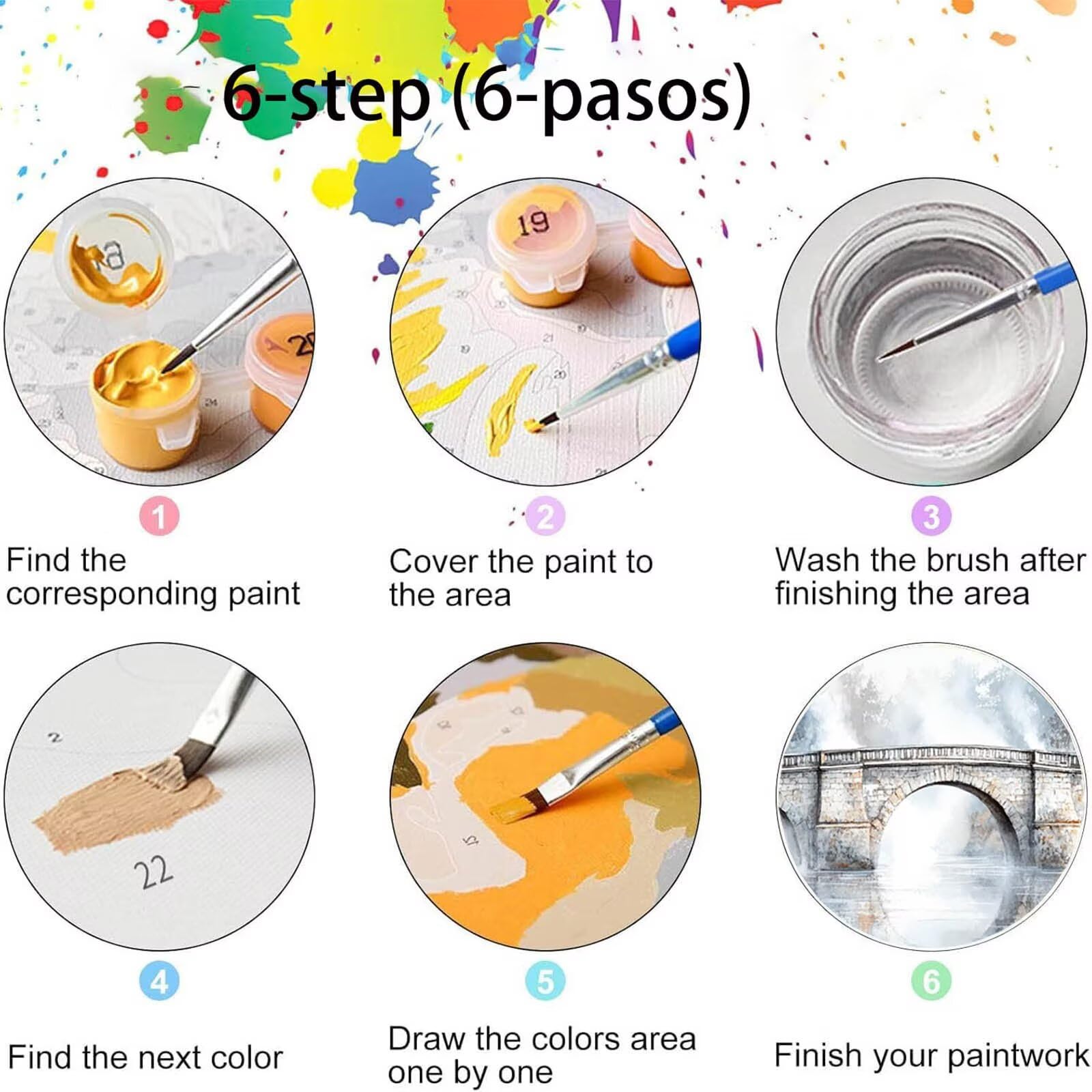 Pintar por Numeros Adultos Árbol, Pintar por Numeros Niños Kit Manualidades Adultos Puente Cuadros para Pintar por Numeros Pintura Acrílico, Cuadros Decorativos Regalos Para Mujer 80X160cm 7w-6-5