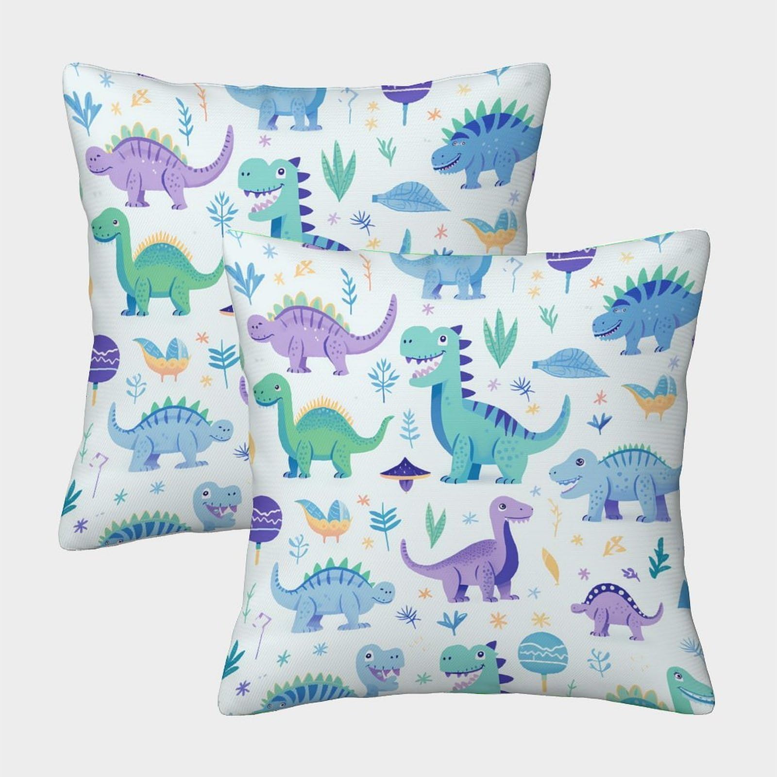 QFVANSIYO 3D Printed Cartoon Dinosaur Microfiber Pillowcase Soft for Bedroom Bedding Dinosaur Pillow Cover Gift 45x45cm