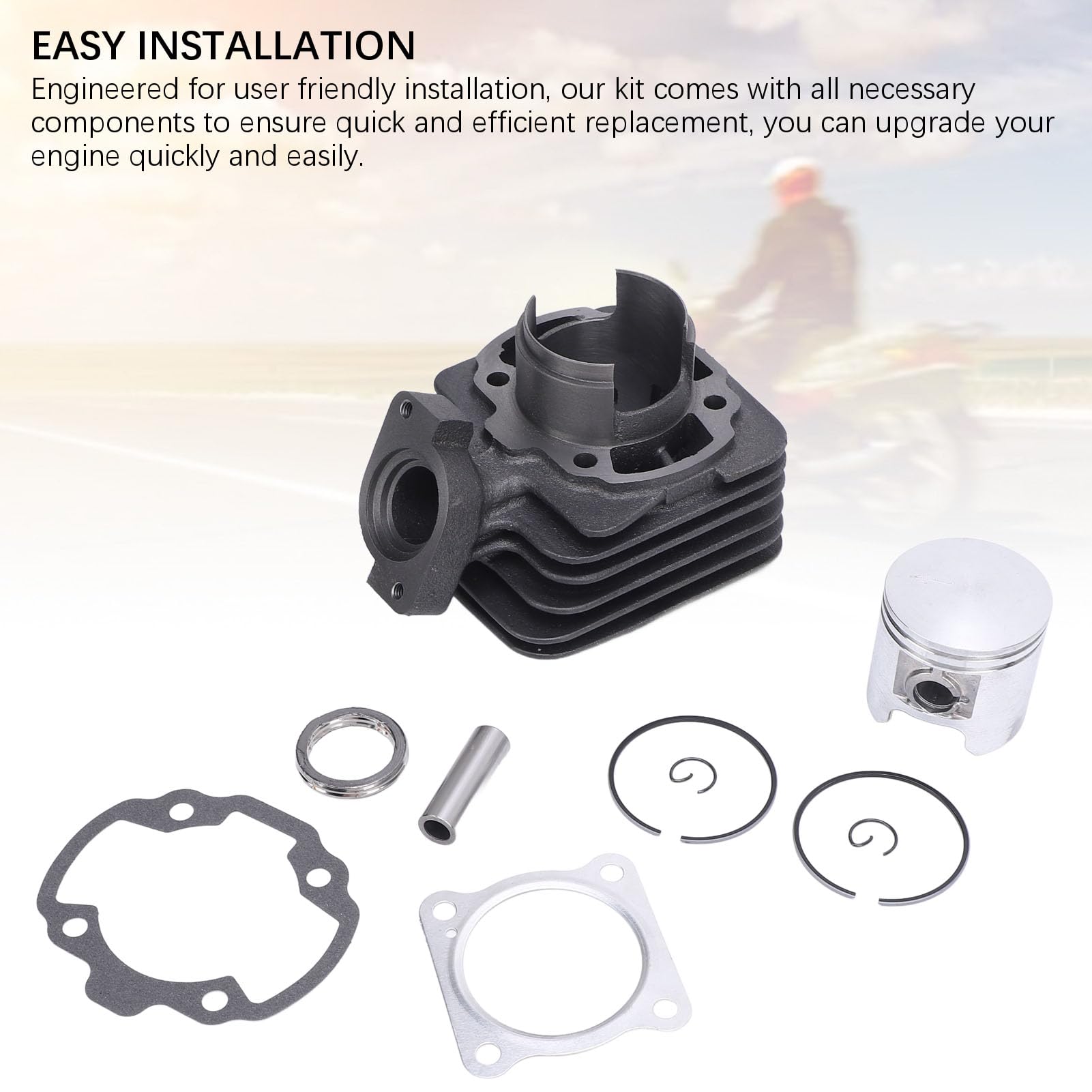 Kit de Cilindro de Gran Diámetro de 70, Clips de Pasadores de Anillos de Pistón de Culata Profesional con Juntas para Motores Verticales Refrigerados por Aire