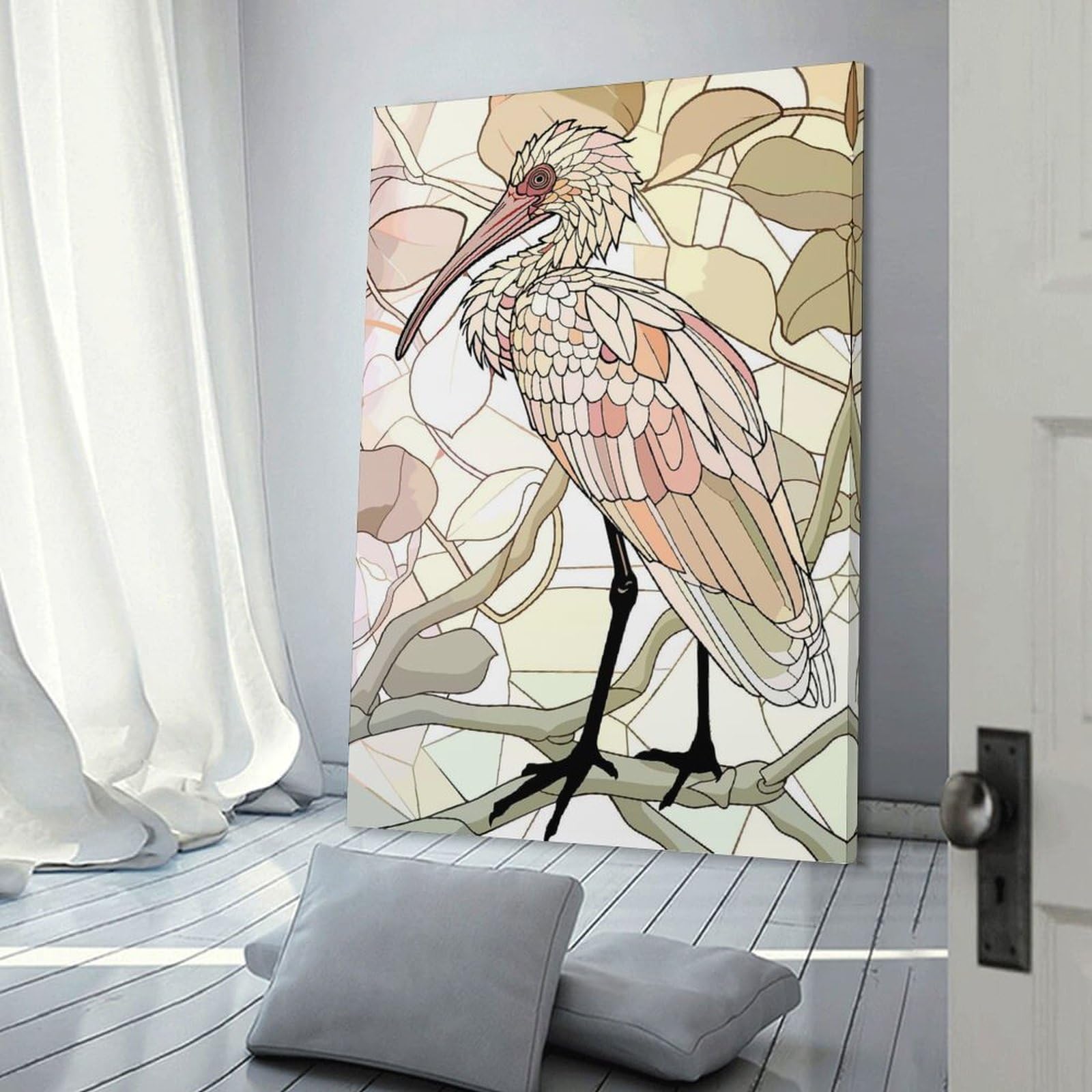Junmoney Wall Picture Print Art Nouveau Bird on Branch, 20x30inch(50x75cm), for Wall Displays, Bedrooms Or Room Updates, Wall Decor Suited to Curated Displays