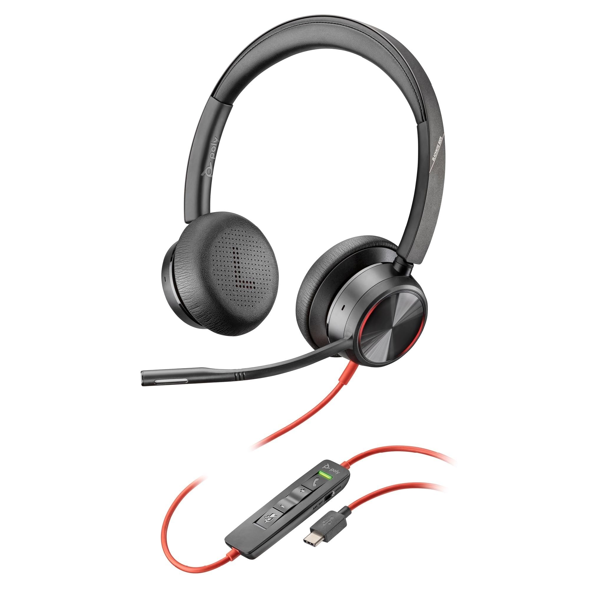 Poly Blackwire 8225 Premium Wired Headset - Active Noise Cancelling - Hi-fi Stereo - Connection to PC/Mac - Works with/Teams, Zoom