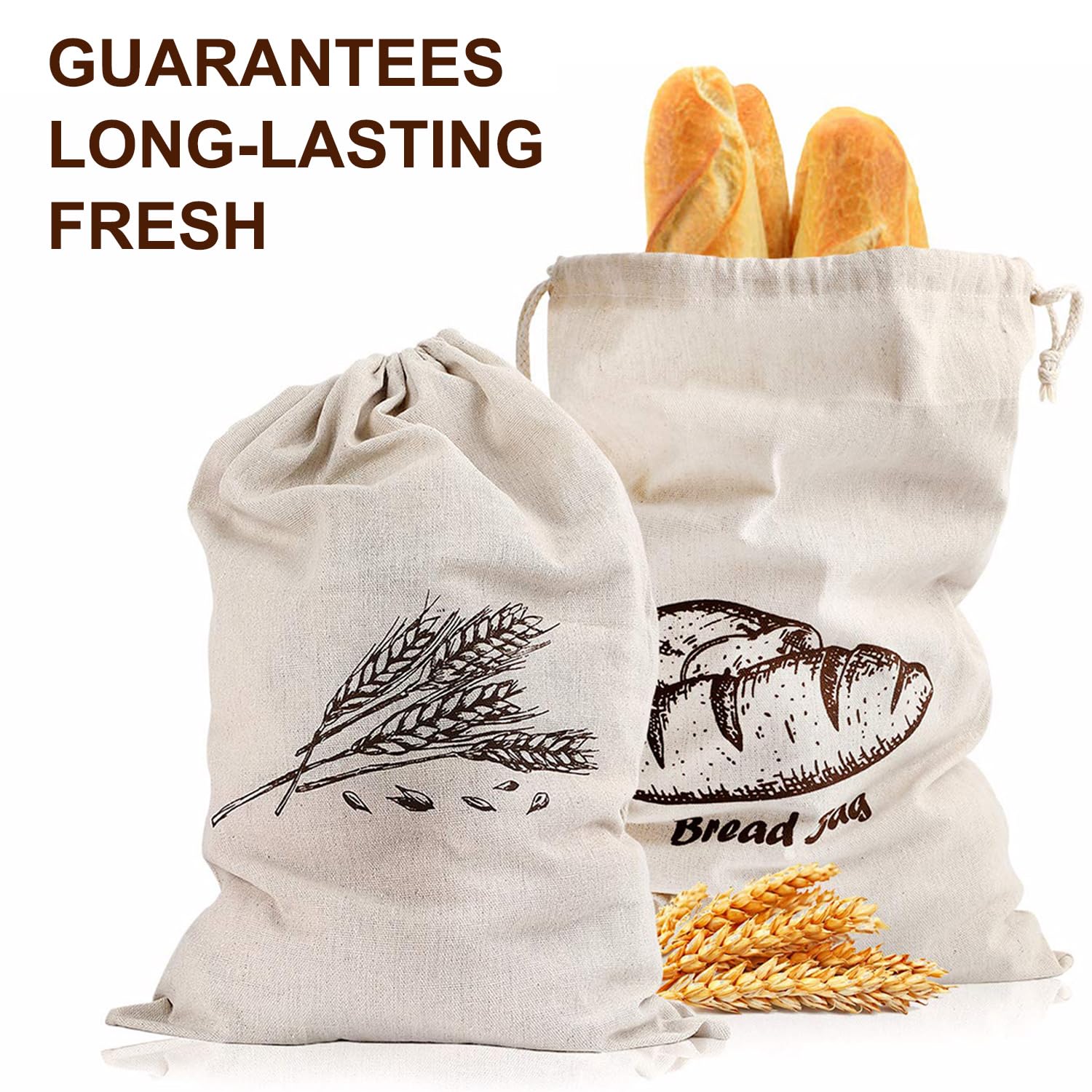 Relaxdays Sacchetto Portapane, Set Da 8 Buste Porta Pane, Frutta E Verdura, Borsa Stoffa Per