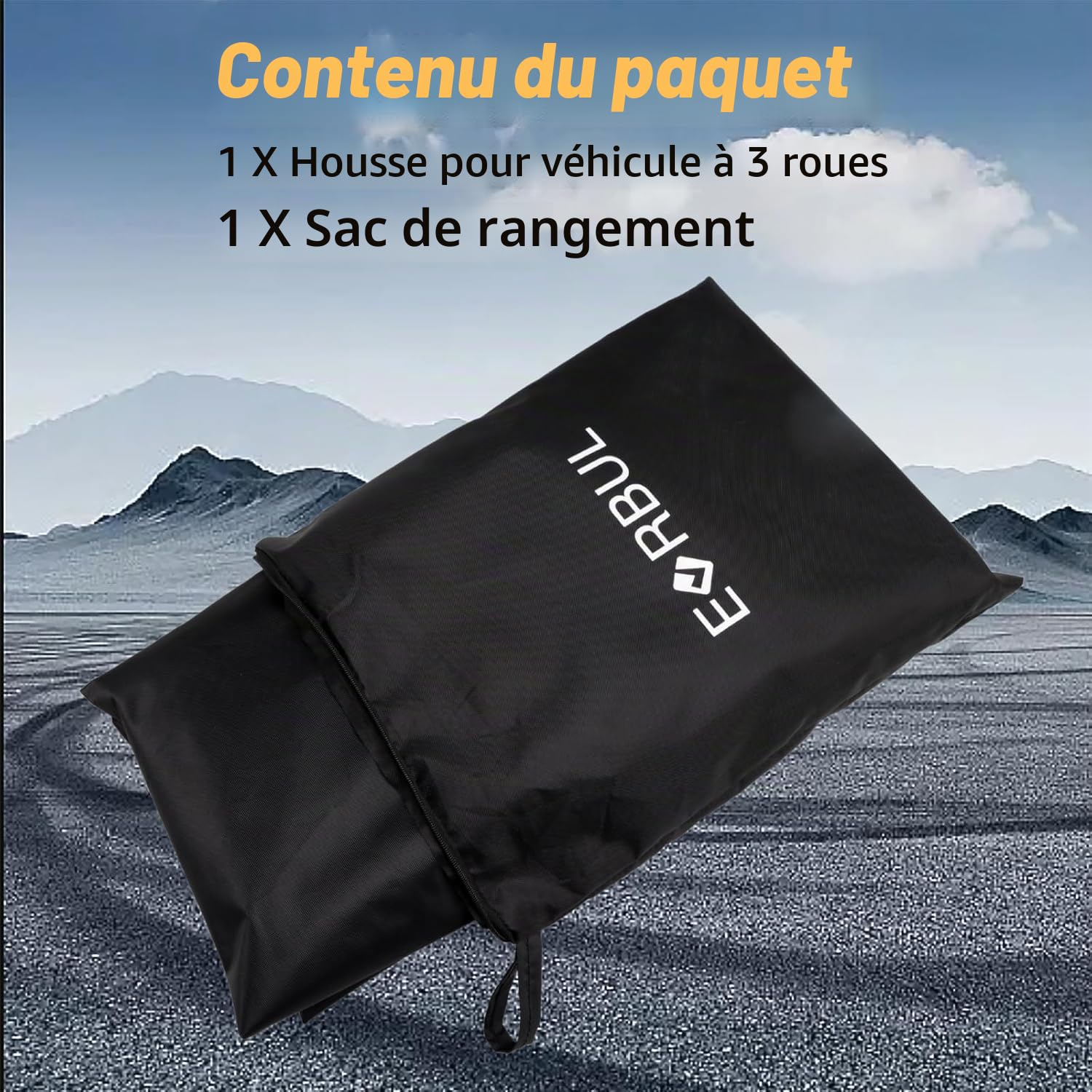 EVRBUL Housse de véhicule à 3 roues anti-poussière et imperméable pour moto compatible avec Can-Am Ryker 600 Ryker 900 Ryker Sport Ryker Rally Edition jusqu'à 261,6 cm