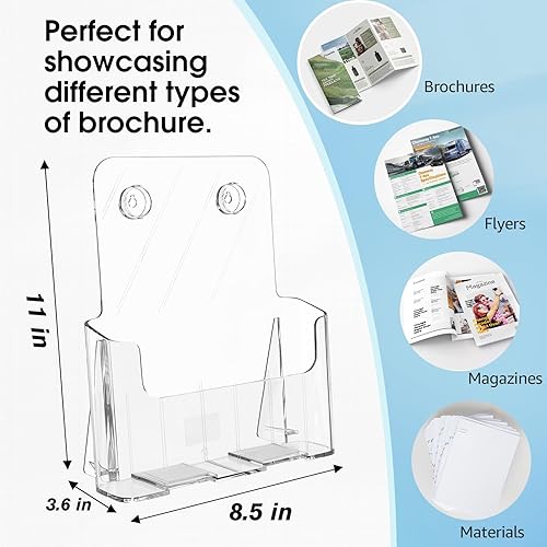 Miniatura 2 de MaxGear Paquete de 2 soportes acrílicos para folletos, 8.5 x 11 pulgadas, soporte para folletos, soporte de plástico para literatura, portatarjetas
