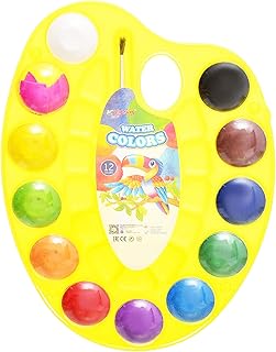 لوحة ألوان مائية Y-31/YL21022-12 من 12 لون مائي مع فرشاة طلاء مصنوعة من مواد عالية الجودة وتدوم طويلا وصديقة للبيئة من المعايرجي