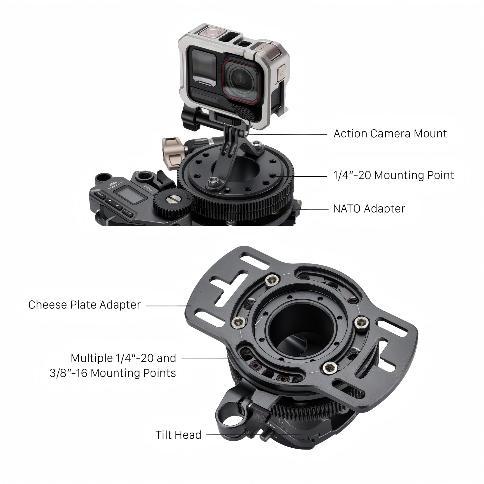 Tilta Hydra x Dan Ming Kit de Base Speed Pan System, Système de Fixation pour Voiture avec Mini-tête Inclinable - Noir HDA-T19-A