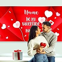 Vista 139 de Cartel de fondo personalizado para el día de San Valentín, decoración de San Valentín, letrero de vinilo con texto en inglés "Be My Valentine