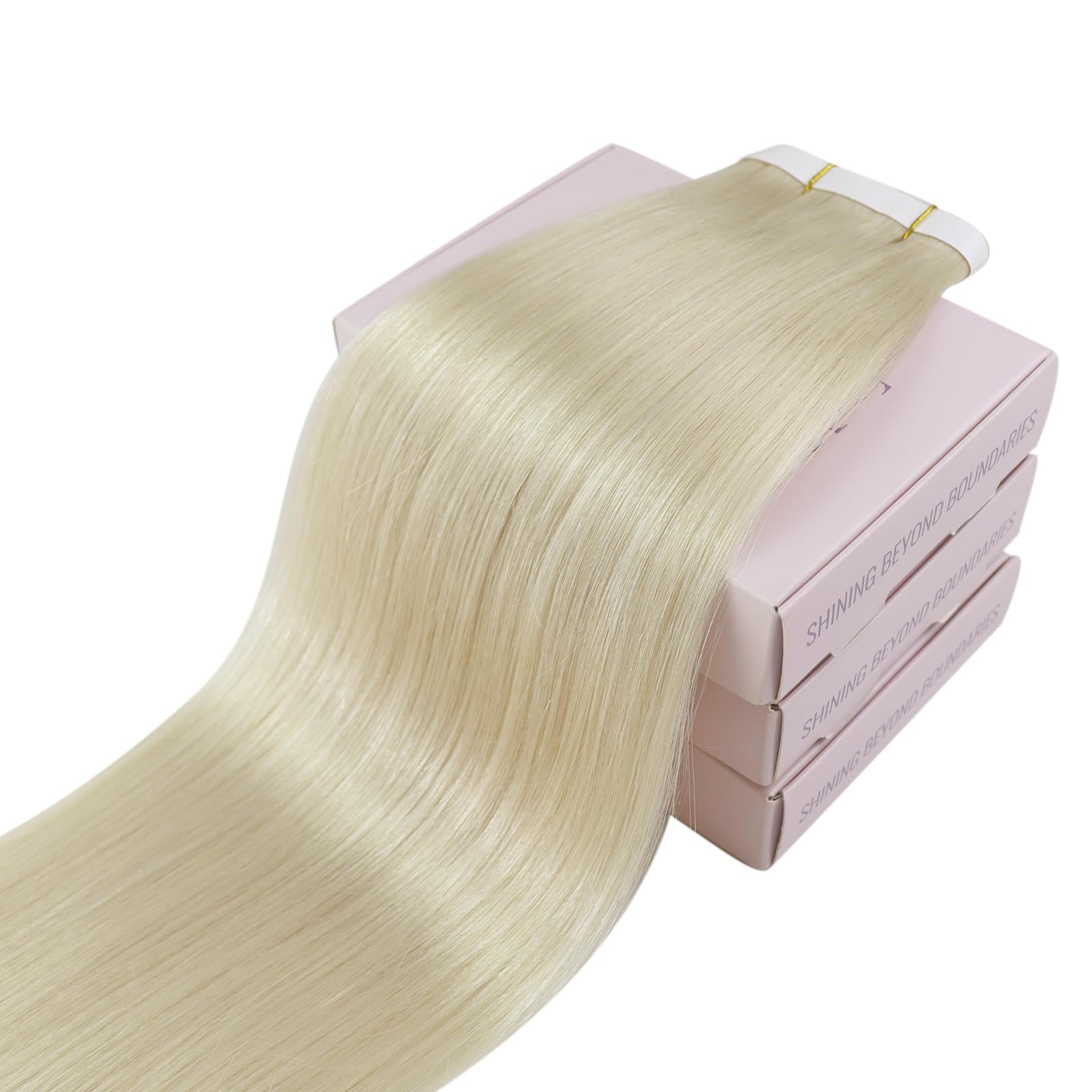 Fshine Extensiones Adhesivas Pelo Natural Extensiones de Cabello 14 Pulgadas 35CM 50g Rubio Dorado Highlight Rubio Claro 20PCS Cabello Humano Color 16P22 Color 16P22 — view 27